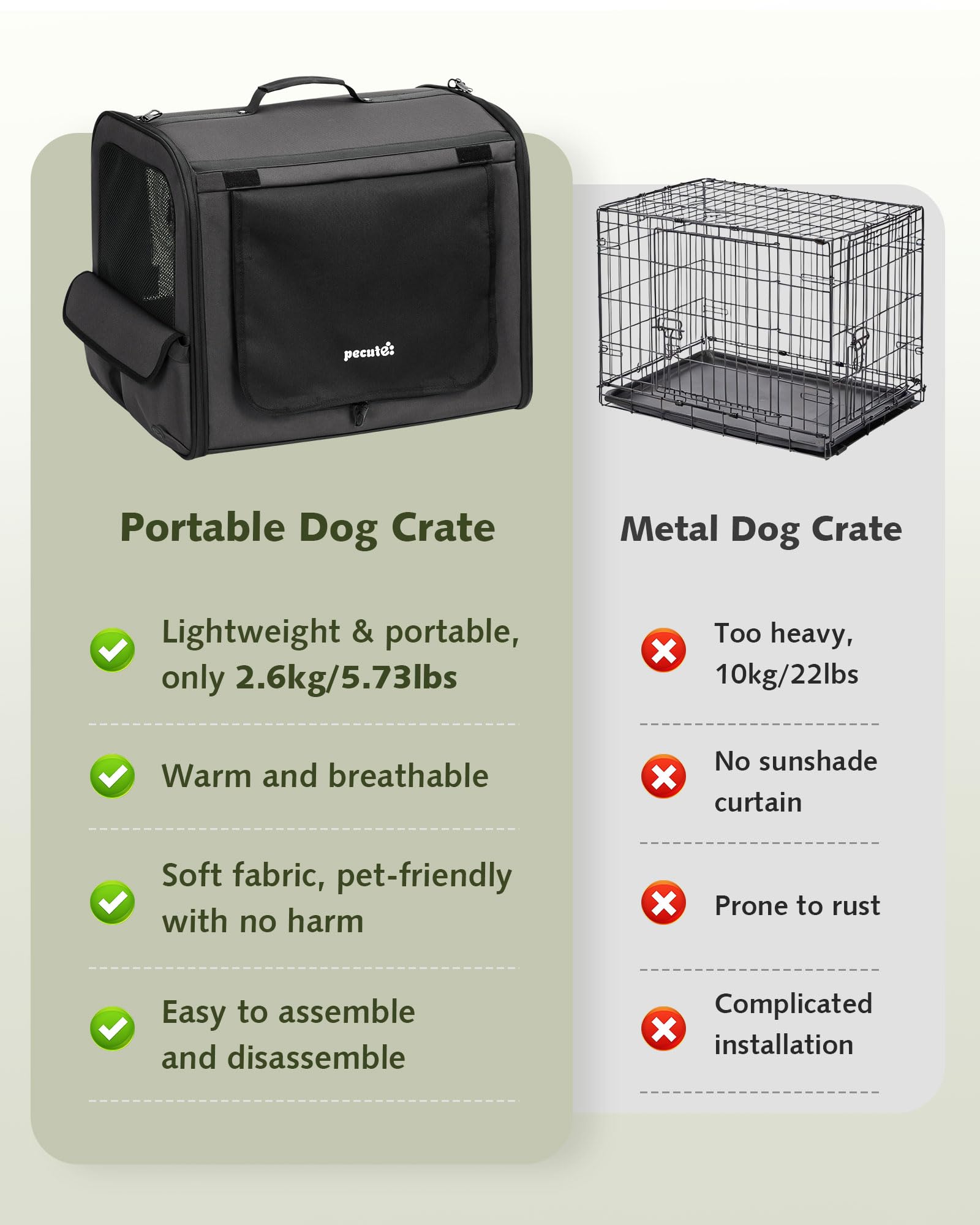 Pecute Transportin Gato Perro Plegable Jaula para Gatos Perros Casa de Gatos Perros con Cerradura y Correa de Seguridad Ajustable, Apto para Coches, Tiendas de Campaña para Mascotas, Gris Oscuro