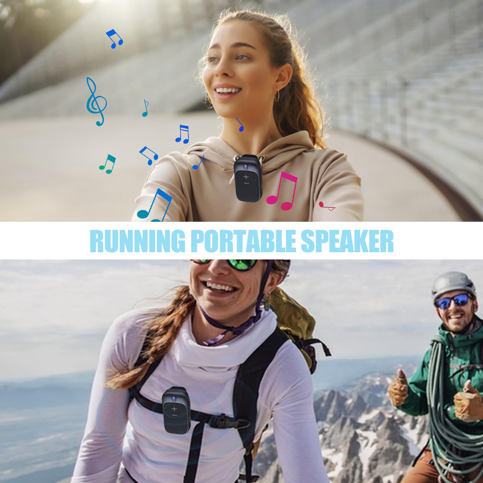 Altoparlante portatile - Altoparlante esterno wireless | Mini altoparlante | Altoparlante portatile in esecuzione ? Con BT 5.3, impermeabile IPX5, microfono incorporato con riduzione del rumore, bassi