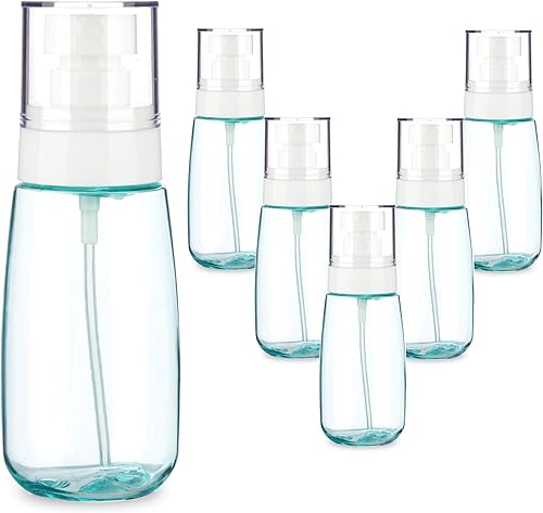 Paquete de 6 botellas de spray pequeñas de 2.7 onzas líquidas, botellas de spray de plástico, botella de spray de viaje de niebla fina para cabello