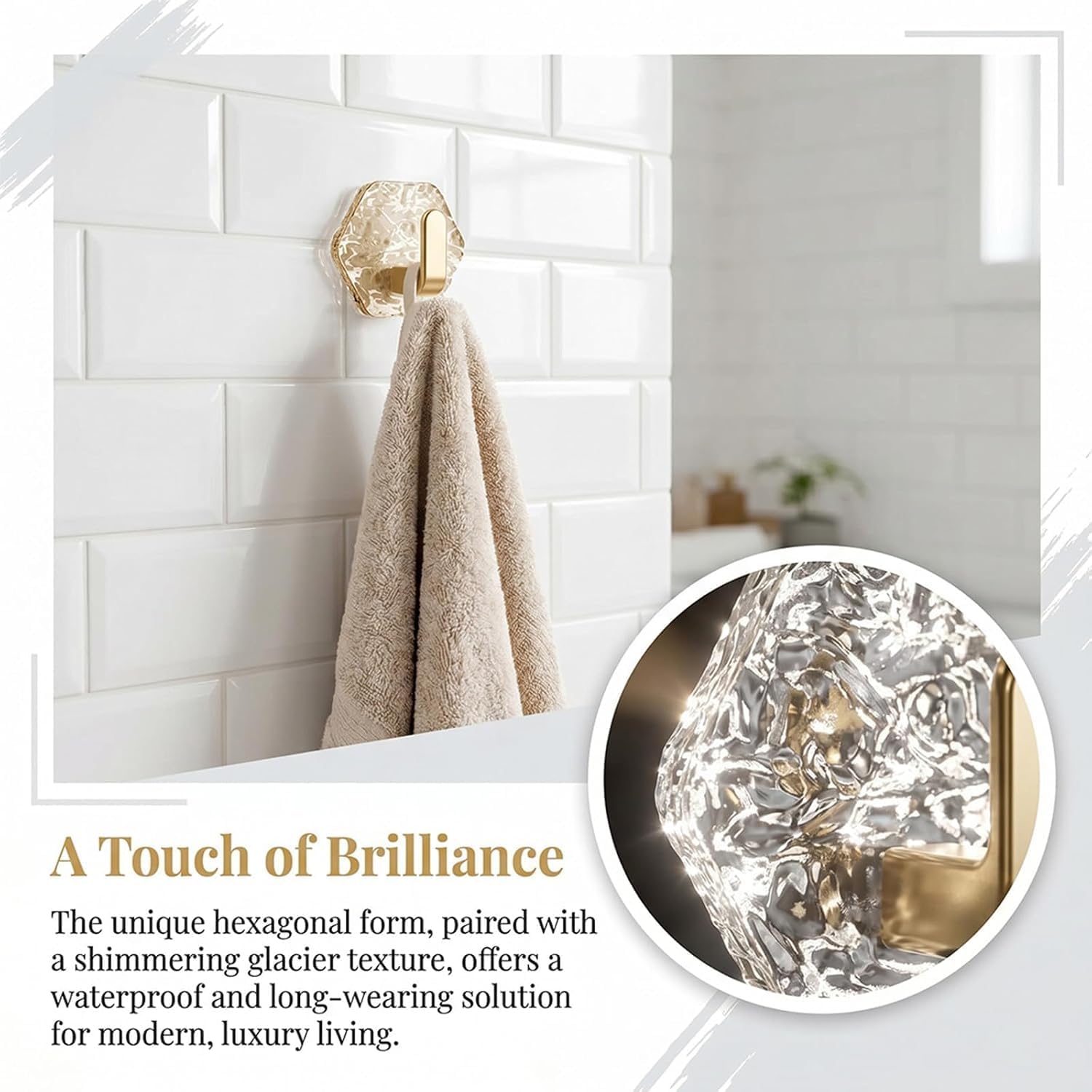 10pcs Modern Hexagon Shape Adhesive Hook Clear Surfaces Without Damage Easy Installation for Bathroom Decoration Multipurpose Acrylic Adhesive Hook image 4