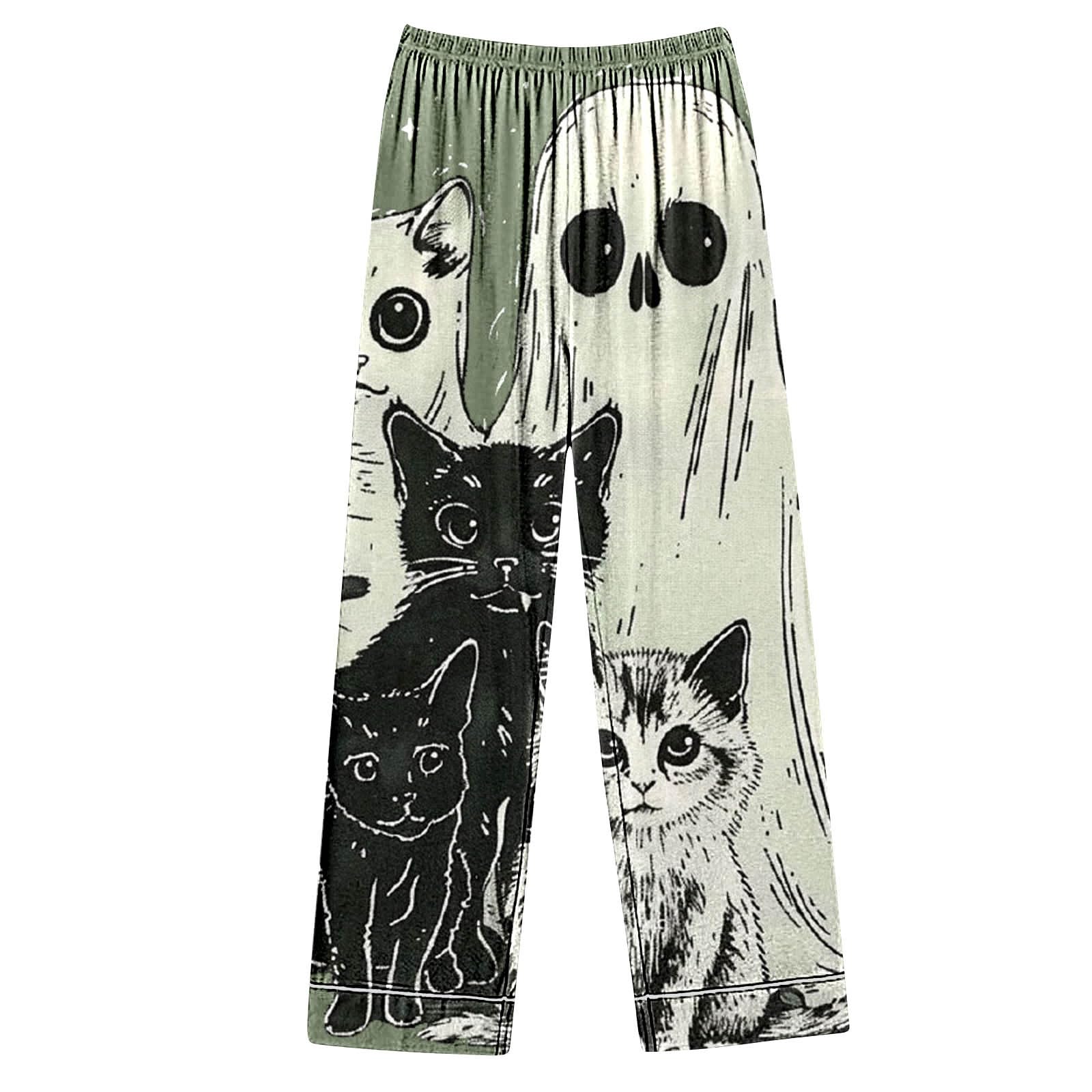 Generisch Halloween-Print-Set für Damen | Bequemer für Festliche Feiern | Schlafanzug mit Langen Ärmeln Hose | Gemütliche Nachtwäsche für kühle Herbstabende | Stilvolles Geschenk für Frauen