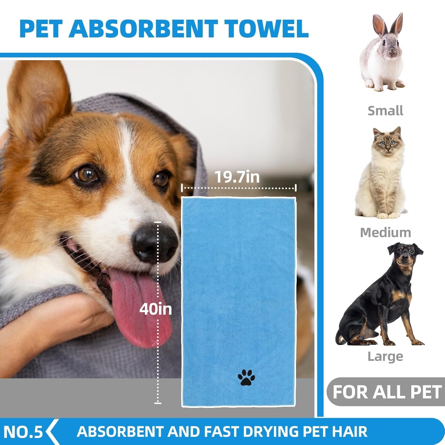 Pflegeset für Haustiere – Katzenbürste Hundebürste Set mit Handtuch, Waschhandschuhen und Shampoo-Bürste für Hunde und Katzen