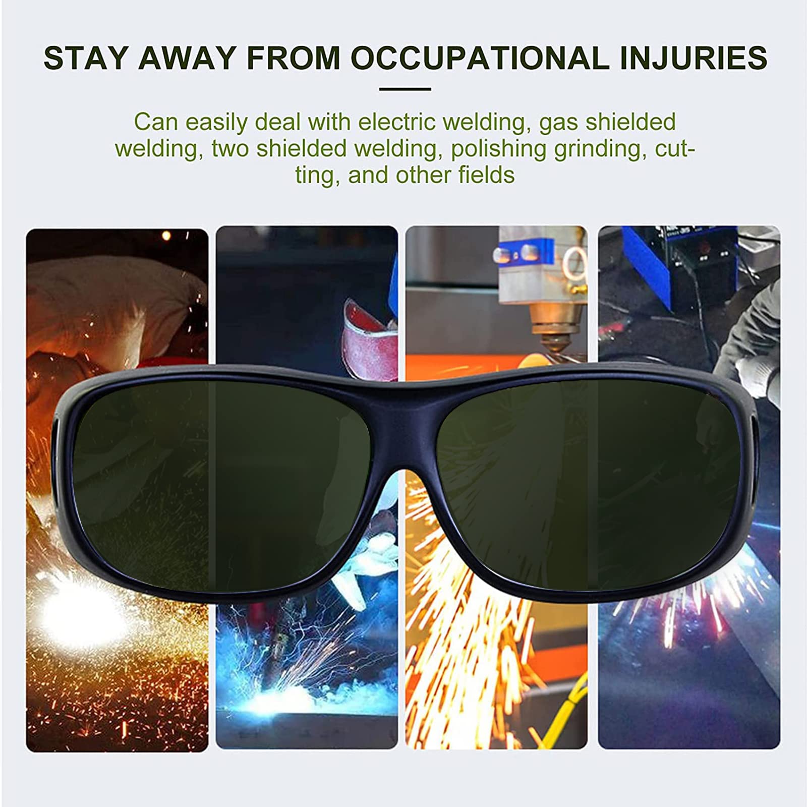 Gafas de soldadura envolventes de seguridad, gafas de soldadura antiarañazos, antideslizantes, protección UV, protección láser, protección IPL200-2000 nm, gafas de seguridad n.º 8, color 5 unidades