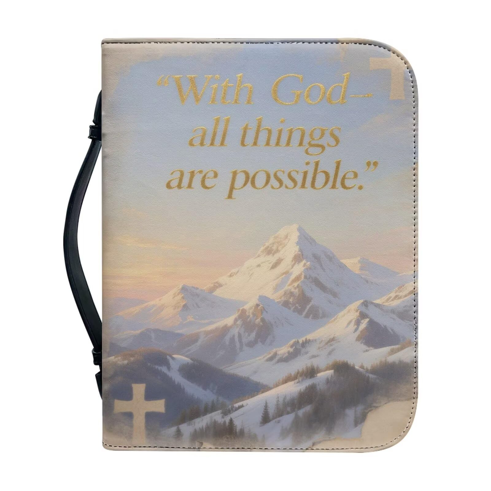 Kuiaobaty Lord Quotes Bible Cover for Women Christian Art Gifts, Mountain Painting God Saying Bible Case Book Bag 9"x6", PU Leather,2XL — image 1