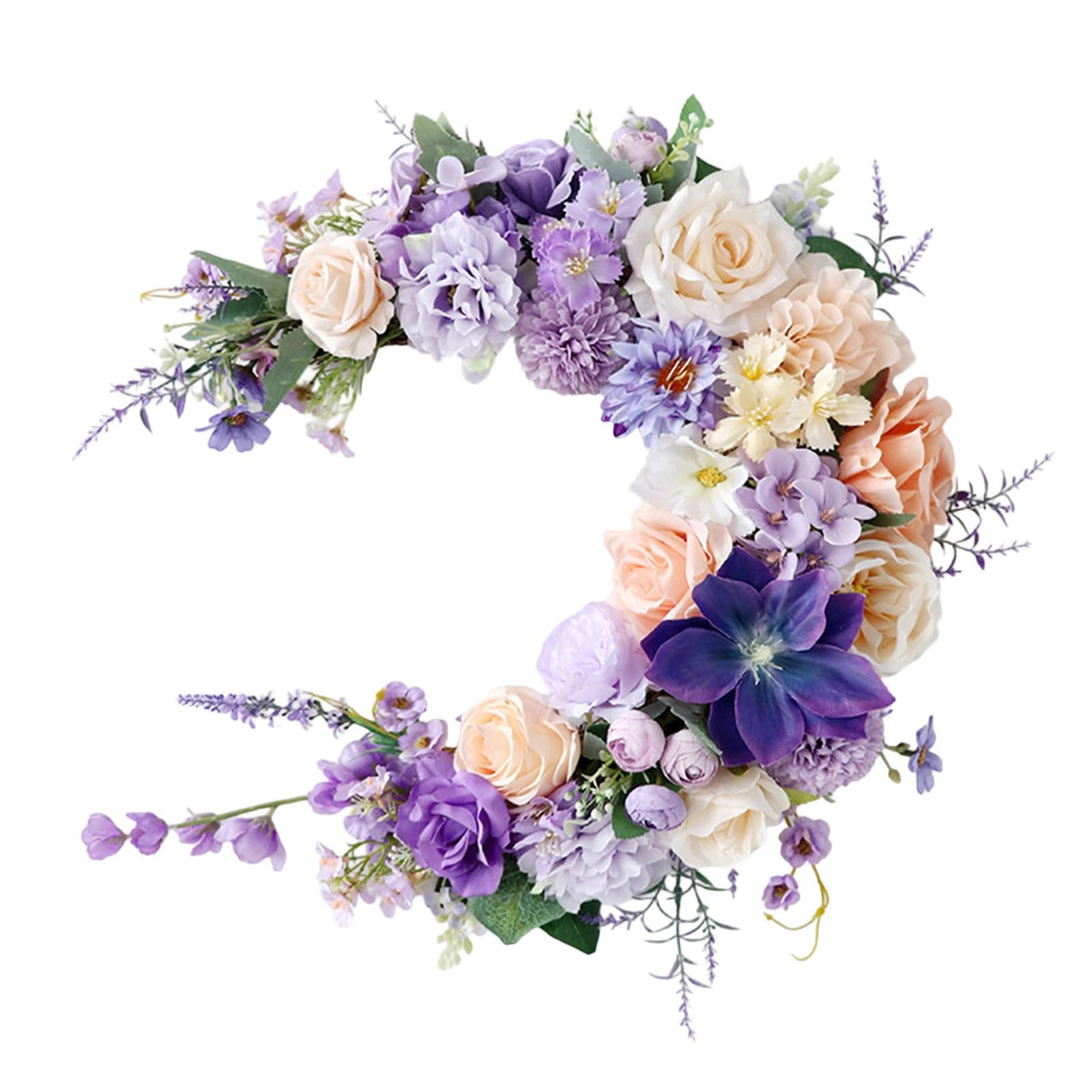 Xjdzineq Shape Wreath Artificial Flower Wall Art for Seasonal Celebration Indoor Beautifying Party Hanging Ornament