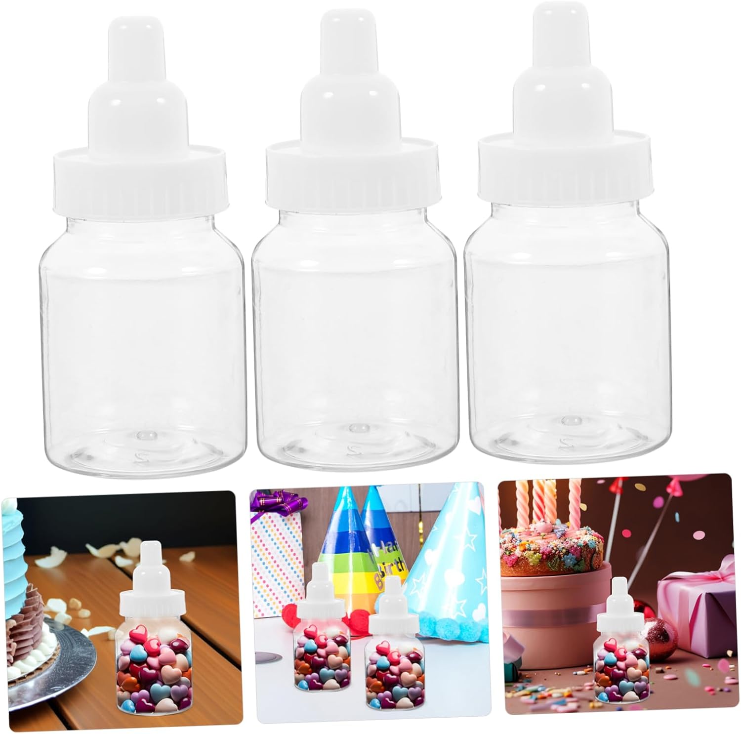 48pcs Transparent Bottle Candy Favor Box for Shower Weddings Birthdays Creative Design for Treats Crafts Items Stable Material for Party Decorations