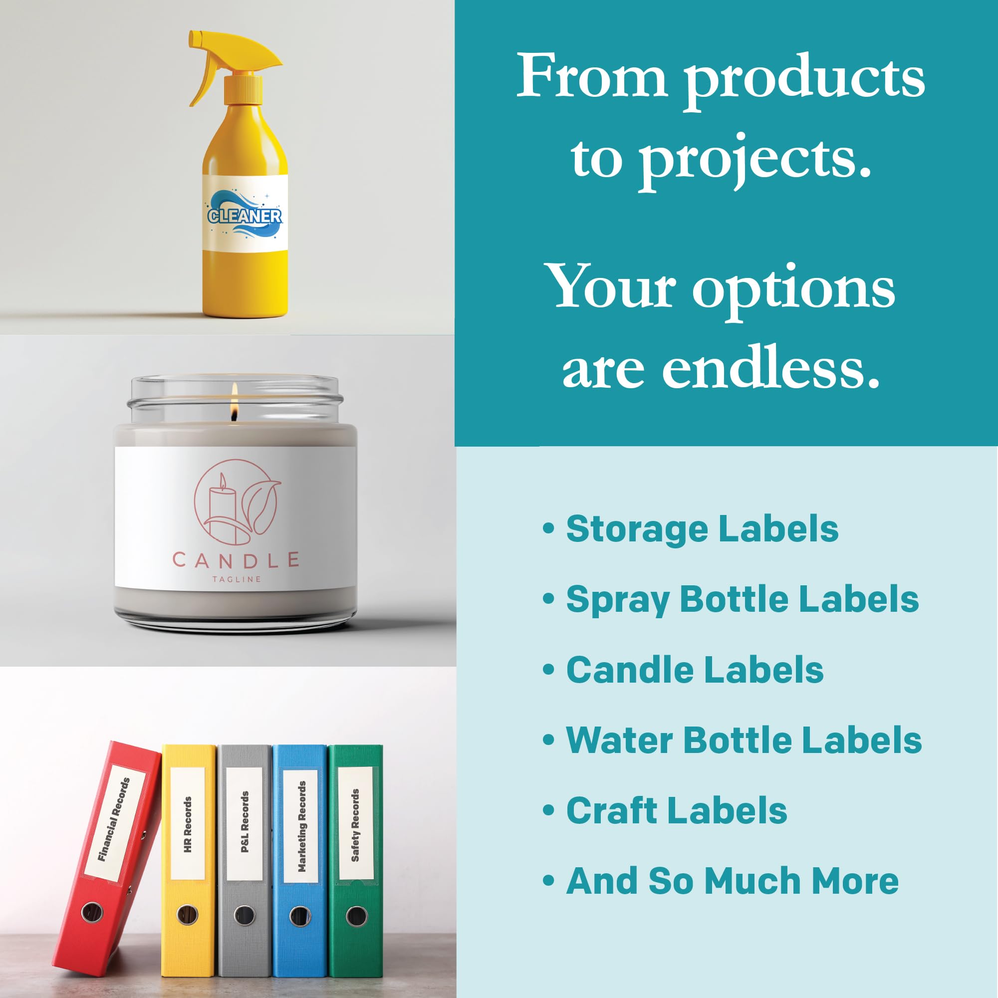 Premium Label Supply Adesivi per bottiglie d'acqua bianchi opachi, non impermeabili, 20,3 x 5,1 cm, compatibili con Laser/Inkjet (5 etichette/foglio), 100 fogli - 500 etichette adesive totali