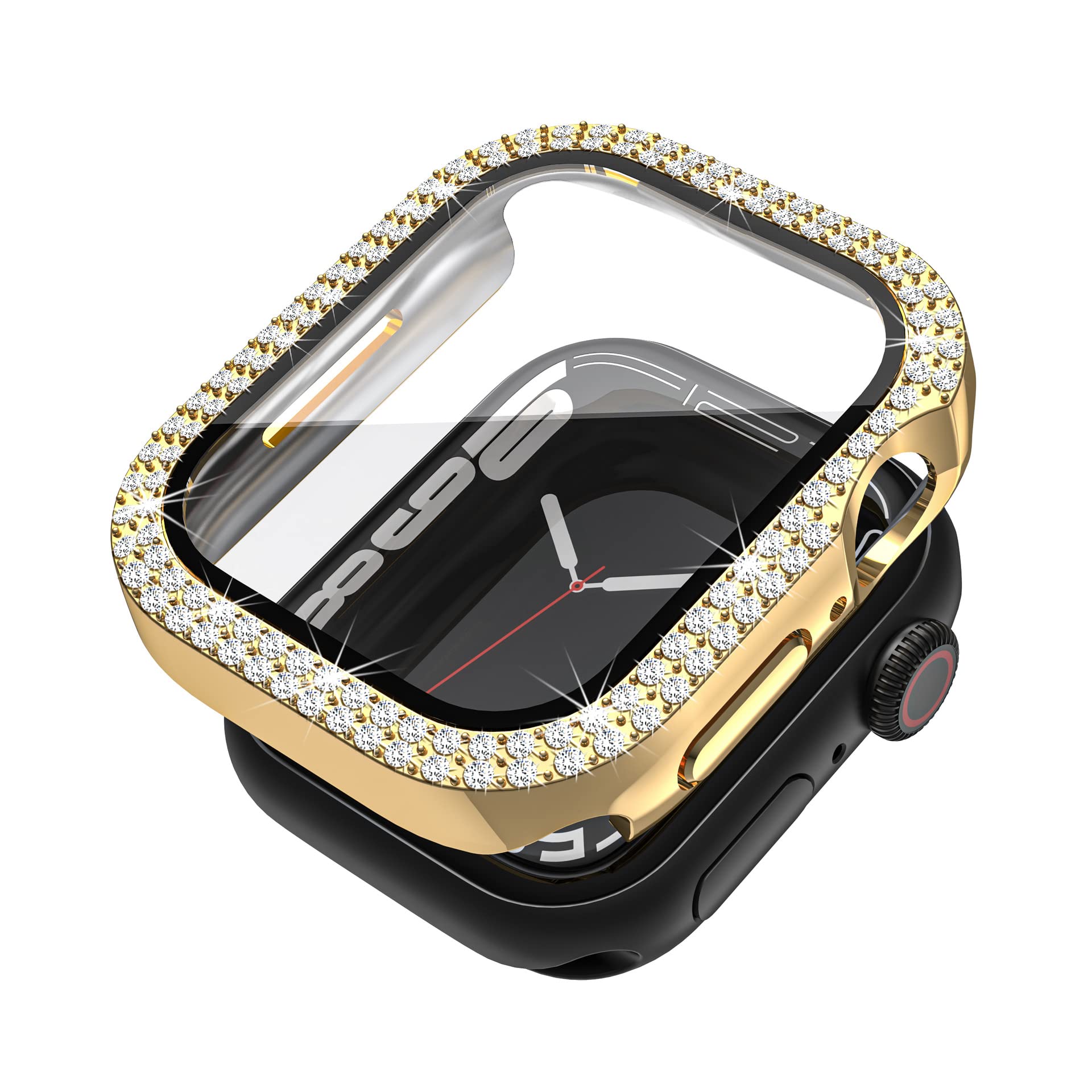 Oboe Bumper Case with Screen Protector Compatible with 45mm Apple Watch iWatch Series 9 8 7 Two Line Bling Diamond Cover (Gold) (B0BXXY9VFW) Amazon Price History, Amazon Price Tracker