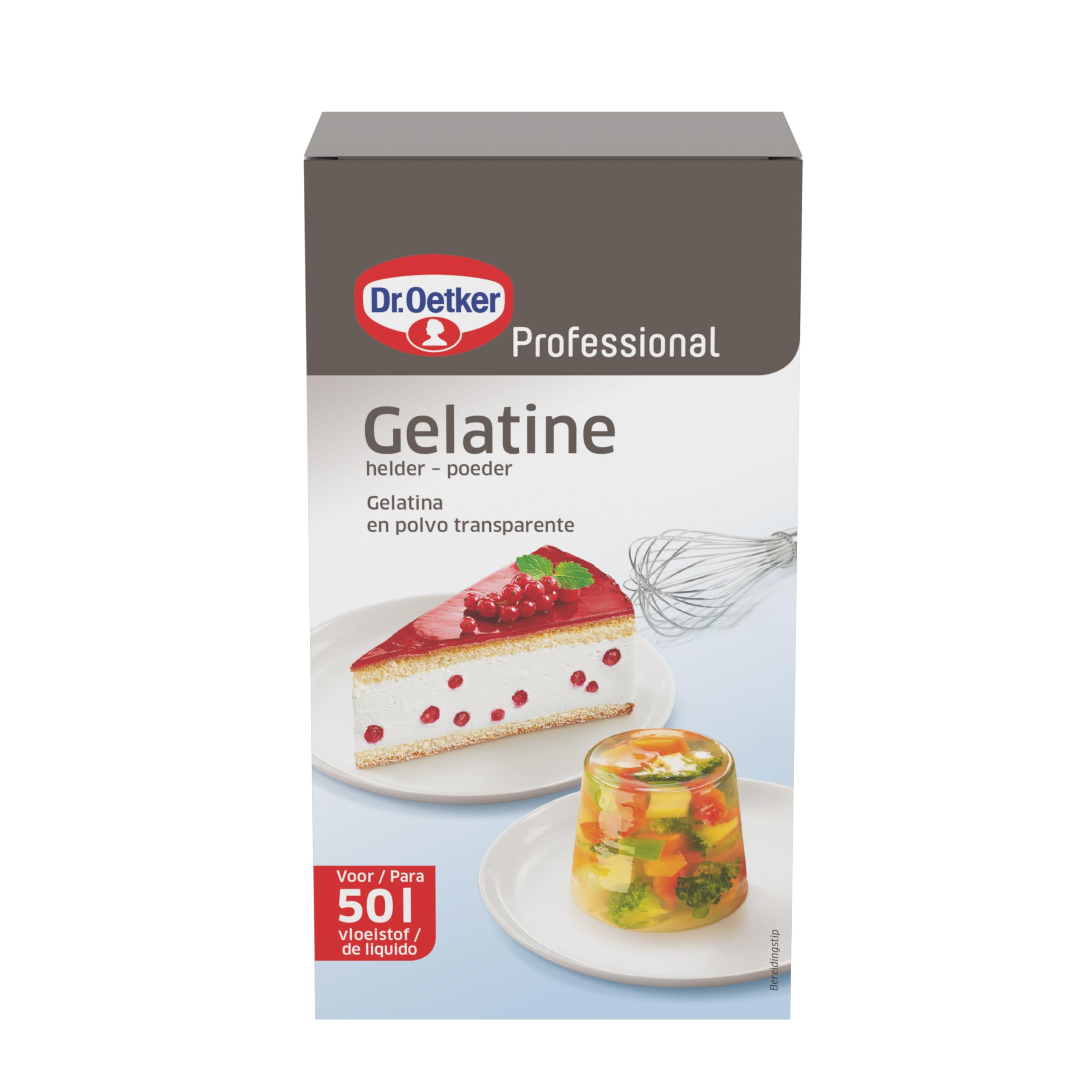 DR. OETKER - Gelatina Neutra en Polvo Transparente 1kg, 1000g para 50L de Líquido, para Gelificar o Espesar Recetas, Consigue Textura Firme y Consistente, Apta para Elaboraciones Frías y Calientes