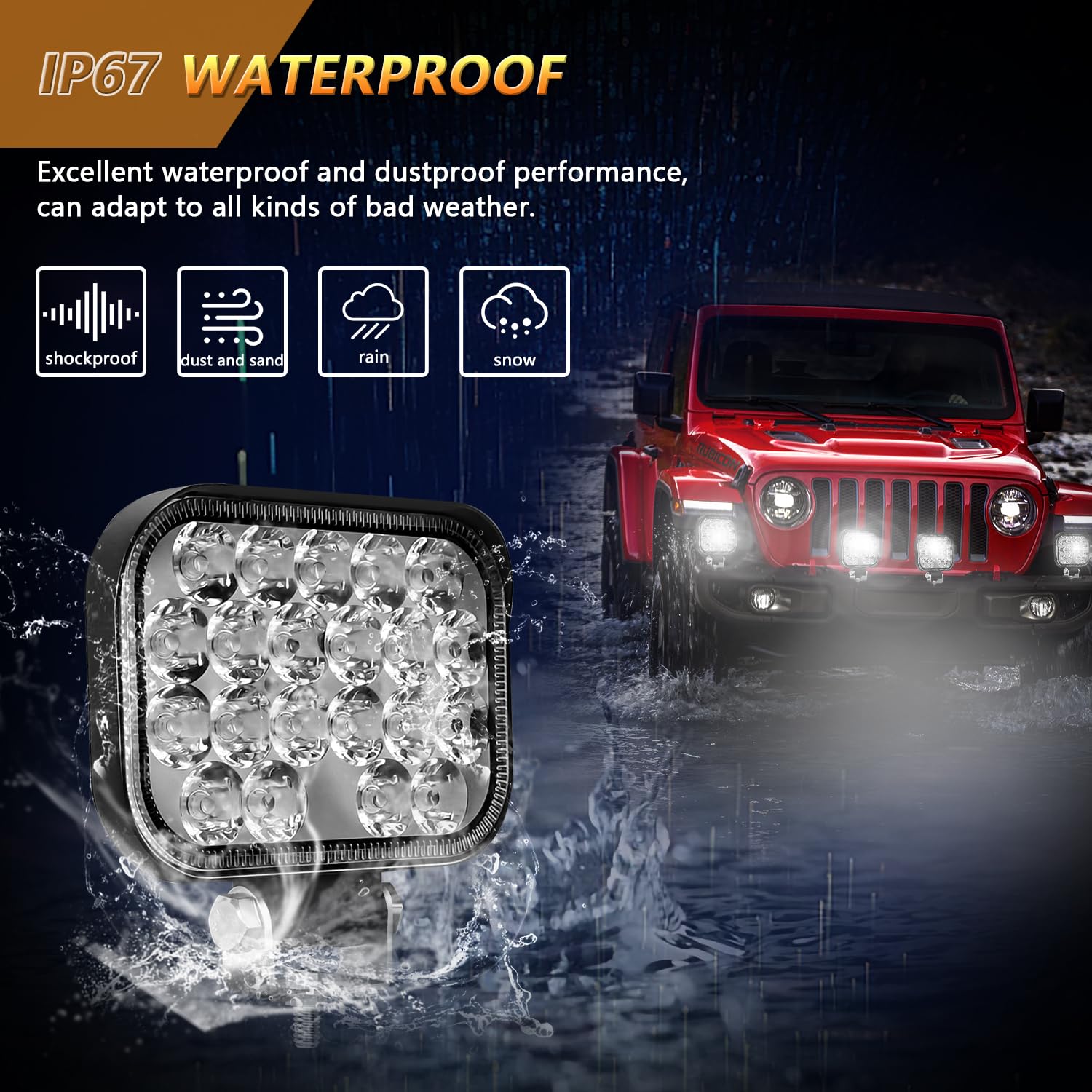 RIGIDON 2 Pcs Faro Da Lavoro Led, Rotondo 4 Pollici 10 Cm 42W Spot Luci Di