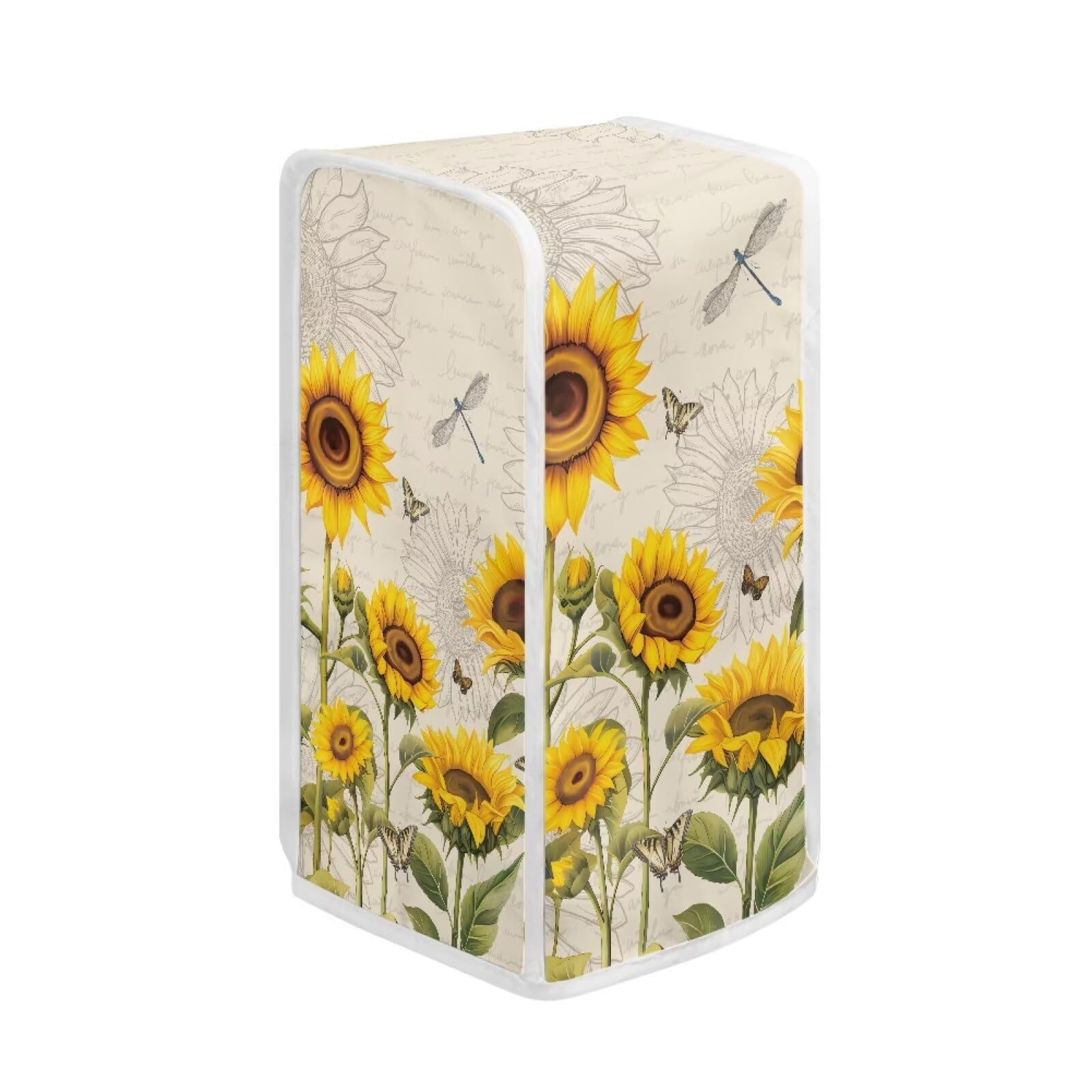 NETILGEN Can Opener Cover Kitchen Electric Appliance Cover Stain Resistant Machine Washable Oil-Proof for Housewarming Home Kitchen Decoration Gift for Wife, Sunflower Dragonfly Retro