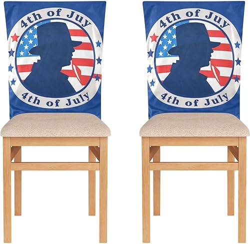 Miniatura 2 de 4th of July Independence Dayblue Silhouette Decorative Chair Seat Cover for Hotel Soft Dining Room Seat Covers cubre sillas para comedor Set of 6