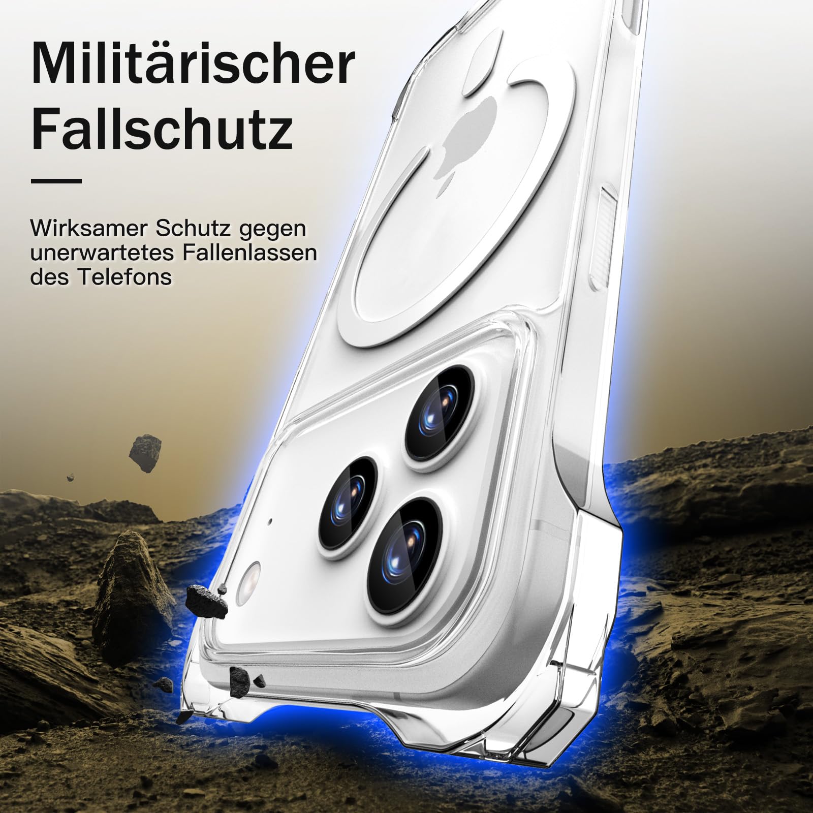 Handyband Abnehmbar für iPhone 17 Pro Max Hülle mit Band, Beige Langes Band zum Umhängen & Kurzkordel Handgelenk, Transparent Handyhülle Kompatibel mit Magsafe + Schutzfolie + Kameraschutz