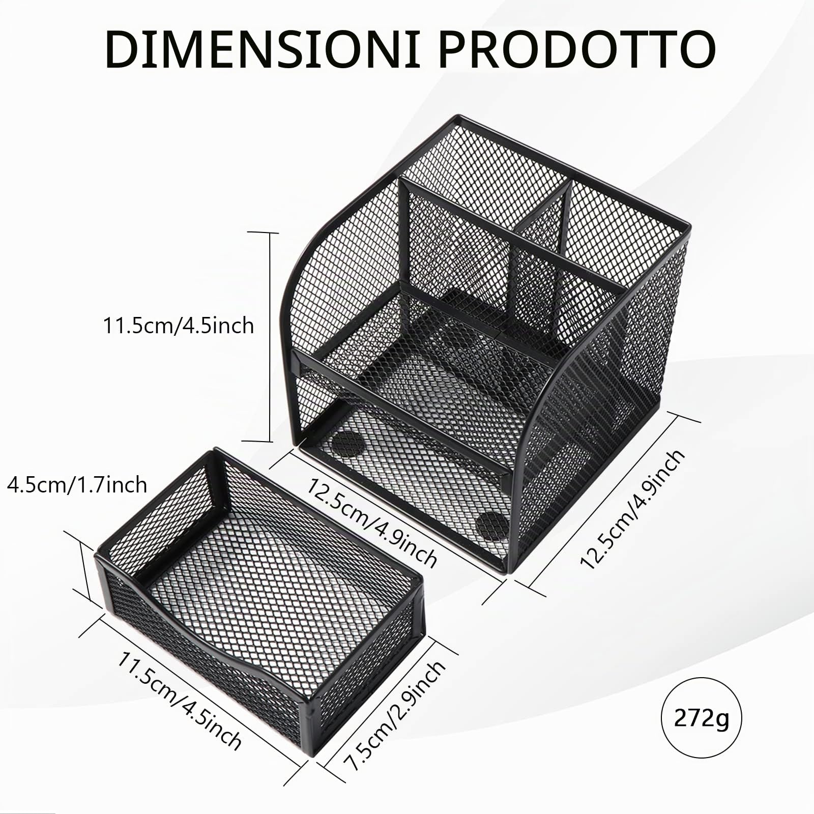 Vinabo Organizer Scrivania, Portapenne da Scrivania in Rete Metallica, Portapenne Organizer Scrivania Ufficio con 4 Scomparti di Ordinamento, Porta Penne per Casa, Scuola, Uffici