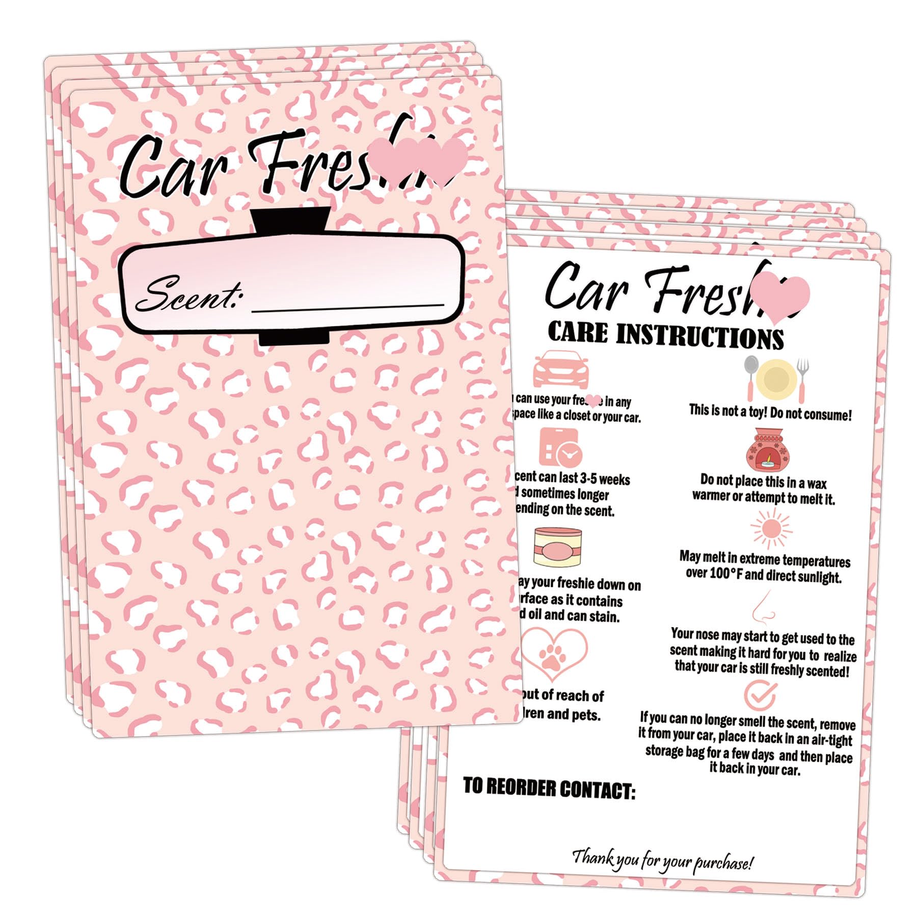 Car Freshiess Insert Cards Freshie Scent Label 4”x6”Care Instruction Cardstock DIY Crafts Label Stickers for Freshies Car Business,Beads and Silicone