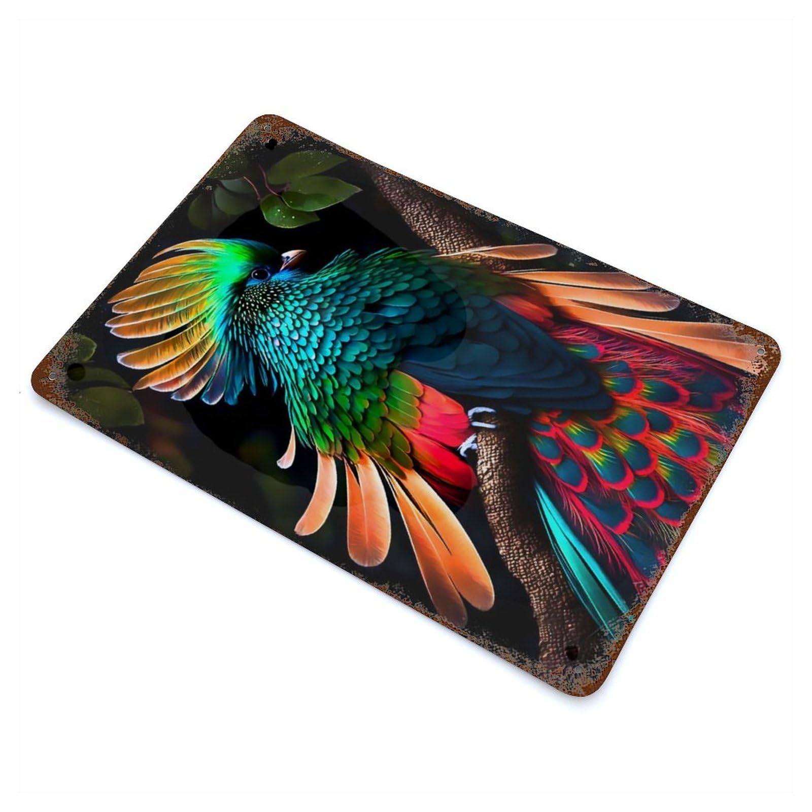 Bird 11.8"x7.9" Rusty Metal Tin Sign, Novelty Wall Decor for Cafe, Home Bar And Lounge Decor