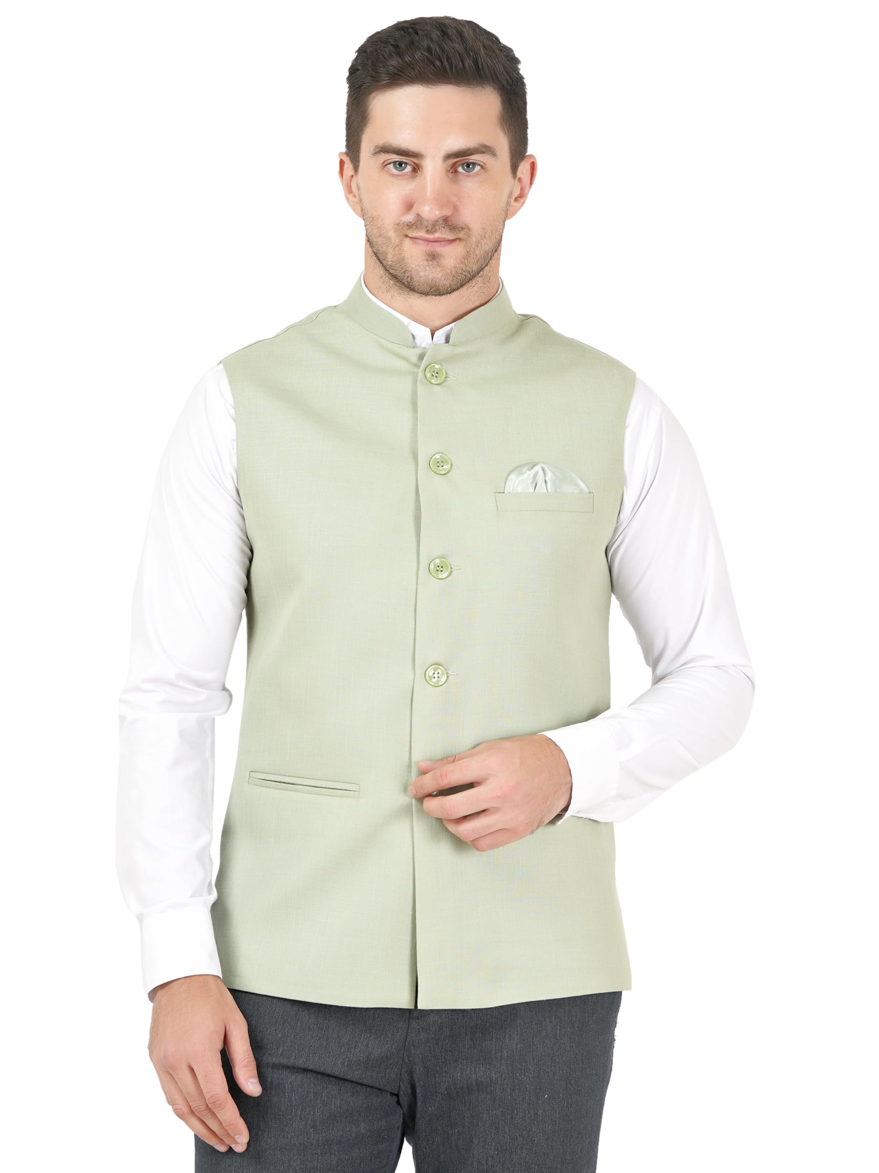Men’s Nehru Jacket Formal Ethnic Waistcoat, Front Button Closure Perfect for Weddings & Traditional Occasions-image-24