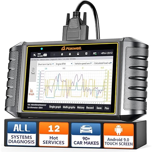 FOXWELL Scanner NT726 Full System Scan Tool for All Cars, 12+ Service Resets with Oil EPB TPMS SAS ABS Bleeding Throttle Relearn Injector Coding, Automotive OBD2 Scanner Diagnostic Tool