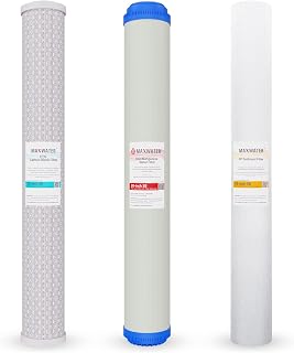 20" Slim Blue Iron Buster Filter Set (3-Pack) for Whole House Water Filtration Systems w/ 20" x 2.5" Sediment, Iron Manganese Reduction, CTO Carbon Block Water Filters