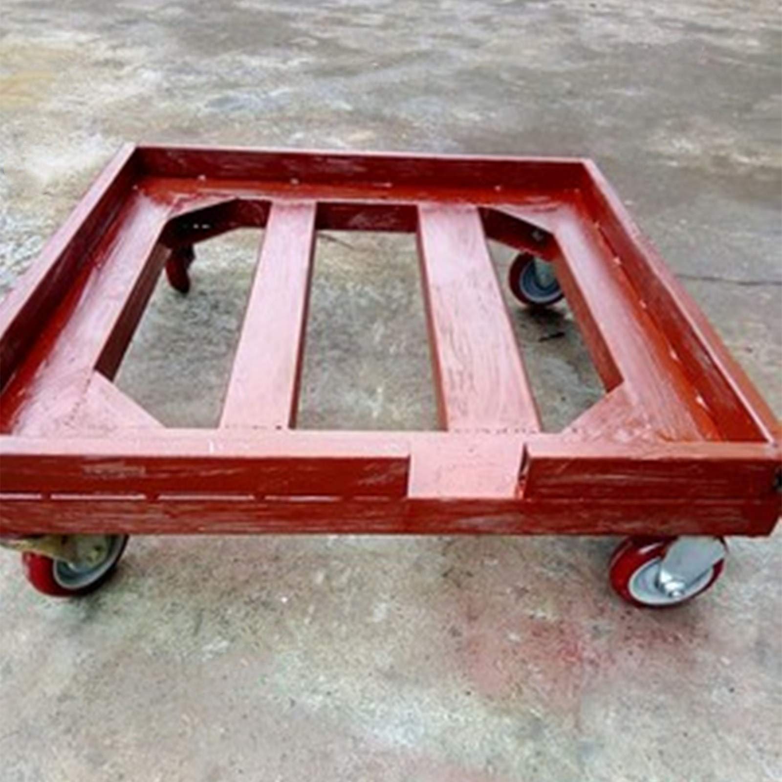 Ruote girevoli per mobili Resistenti, Portata 180 kg, Ruote piroettanti in Poliuretano Rosso con Piastra, Diametro 4" (100 mm), Ruote piroettanti con Freno per carrelli e mobili.