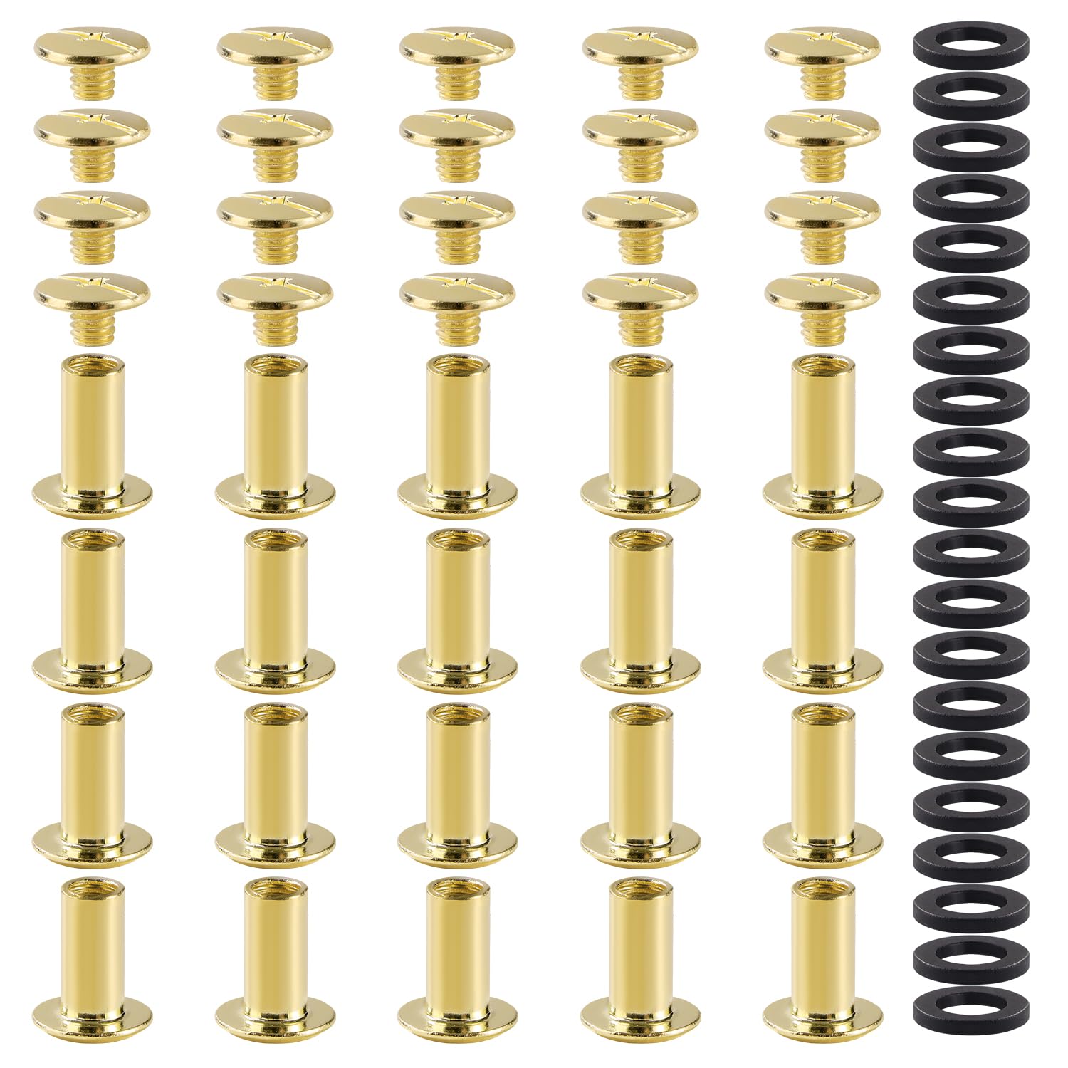 YIXISI 20 Set M5x10mm Chicago Binding Screws Kit, Book Binding Rivets, Leather Rivets, Binding Screws Posts