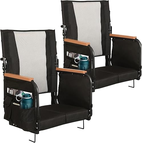 Asientos extra anchos para estadio con soporte para la espalda, sillas de grada con respaldo alto y cojín, asiento de grada plegable portátil