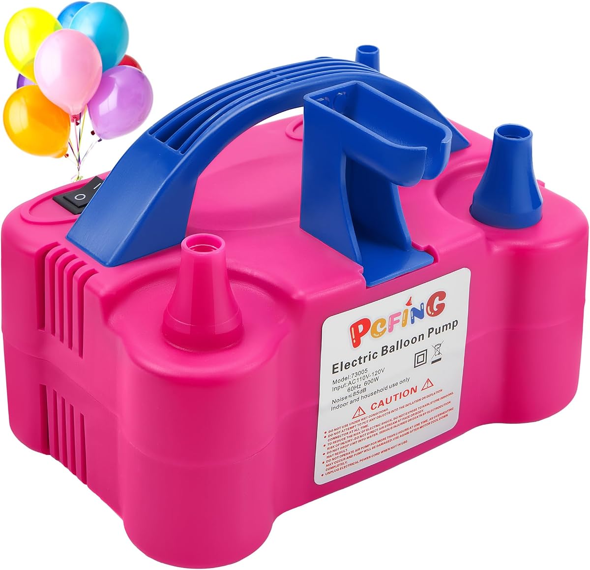 PCFING Bomba de globos eléctrica y herramienta para atar globos en uno con boquilla doble | Motor de cobre puro, inflador de globos portátil para cumpleaños, aniversario, decoración de fiesta de revelación de género
