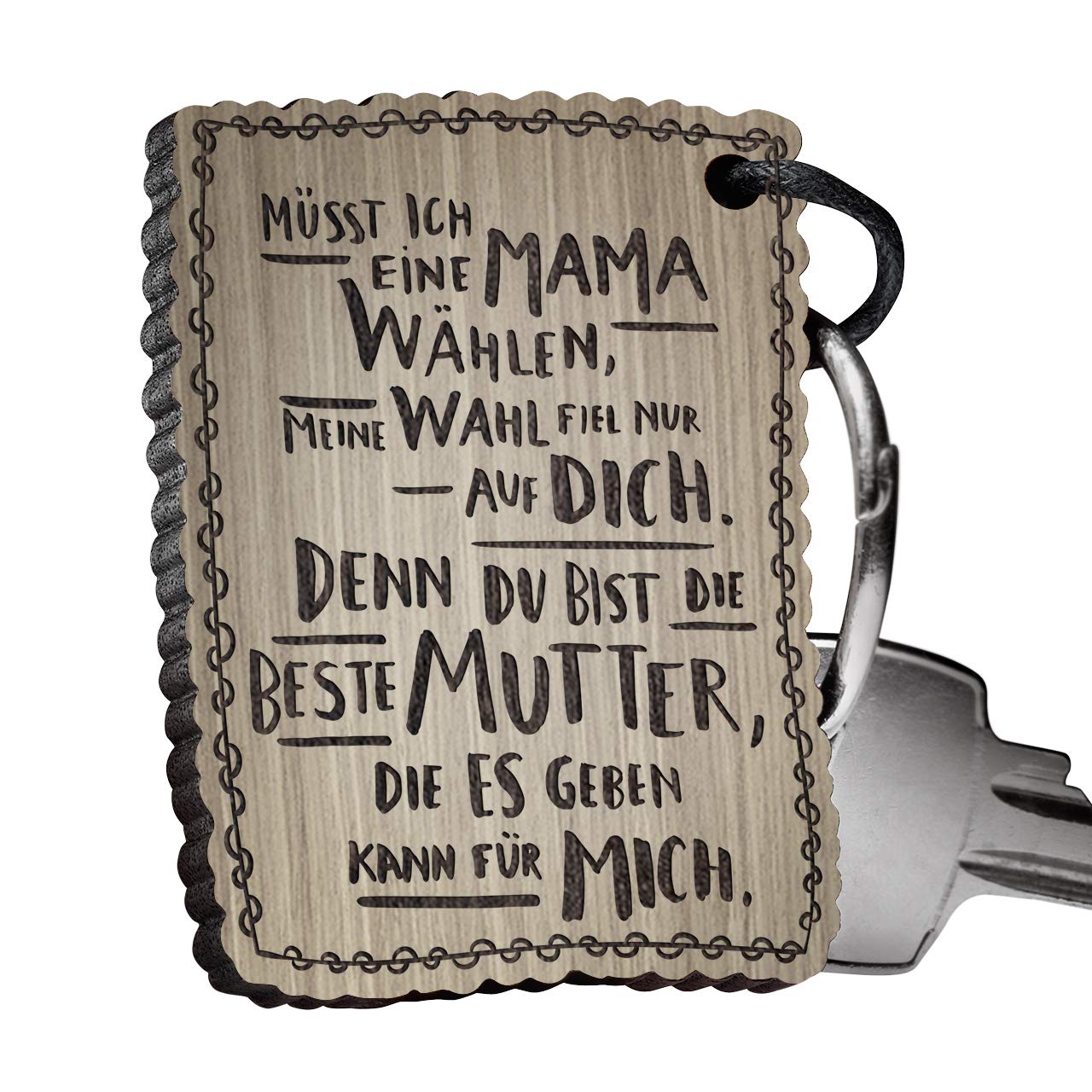 Schlüsselanhänger Aus Nussbaumholz Mit Gravur „Müsst Ich Eine Mama Wählen“ – Personalisiert, Made In Germany, Muttertagsgeschenk