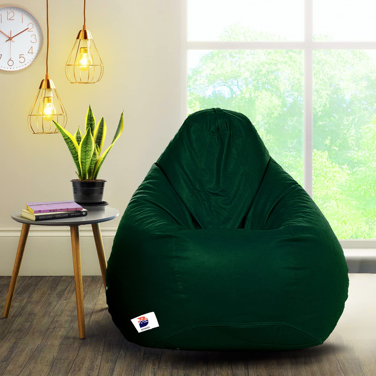 DeVogue Leather Tear Drop Bean Bag Cover Without Beans Filled in Bean Bag for Home/Office/Indoor/Outdoor, XL - White & Brown