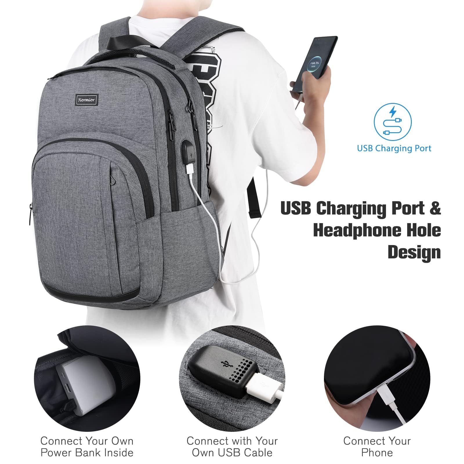 Zaino scuola ragazzi ragazze adolescenti zaino scuola 17,3 pollici Laptop Zaino per uomo donna Daypacks con porta di ricarica USB