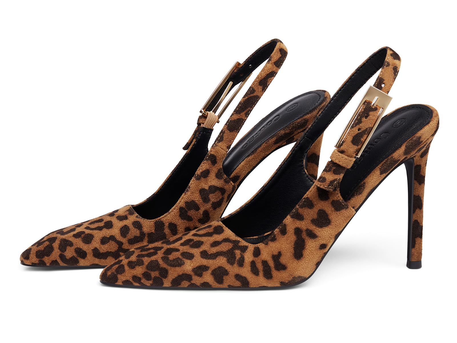 Coutgo Women's Slingback High Heels Pointed Toe Stilettos Metal Buckle Dress Party Pump Shoes