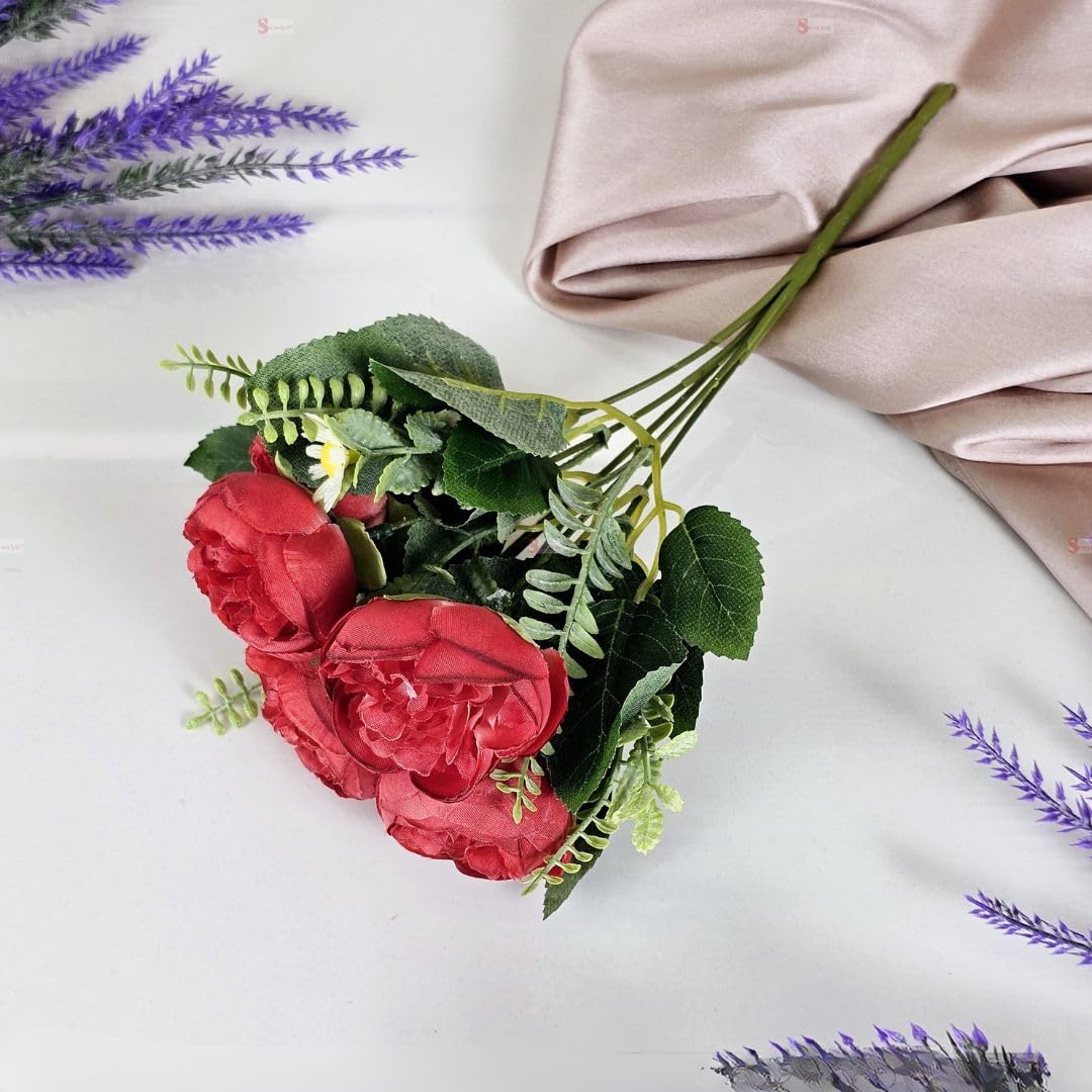 SATYAM KRAFT 1 Pc Artificial Rose Peony Flower Bunch for Home, Gifting, Flowers Sticks Decorative Items for Anniversary, Birthday, Table Top Decoration Diwali (Without Vase Pot) (Red) (B0D7CHY2Y9) Amazon Price History, Amazon Price Tracker