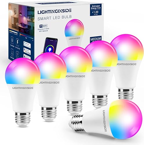 Bombillas inteligentes bombillas LED E26 A15 WiFi que cambian de color equivalente a 50 vatios 5 W 500 lm 2700-6500 KRGB ventilador de techo