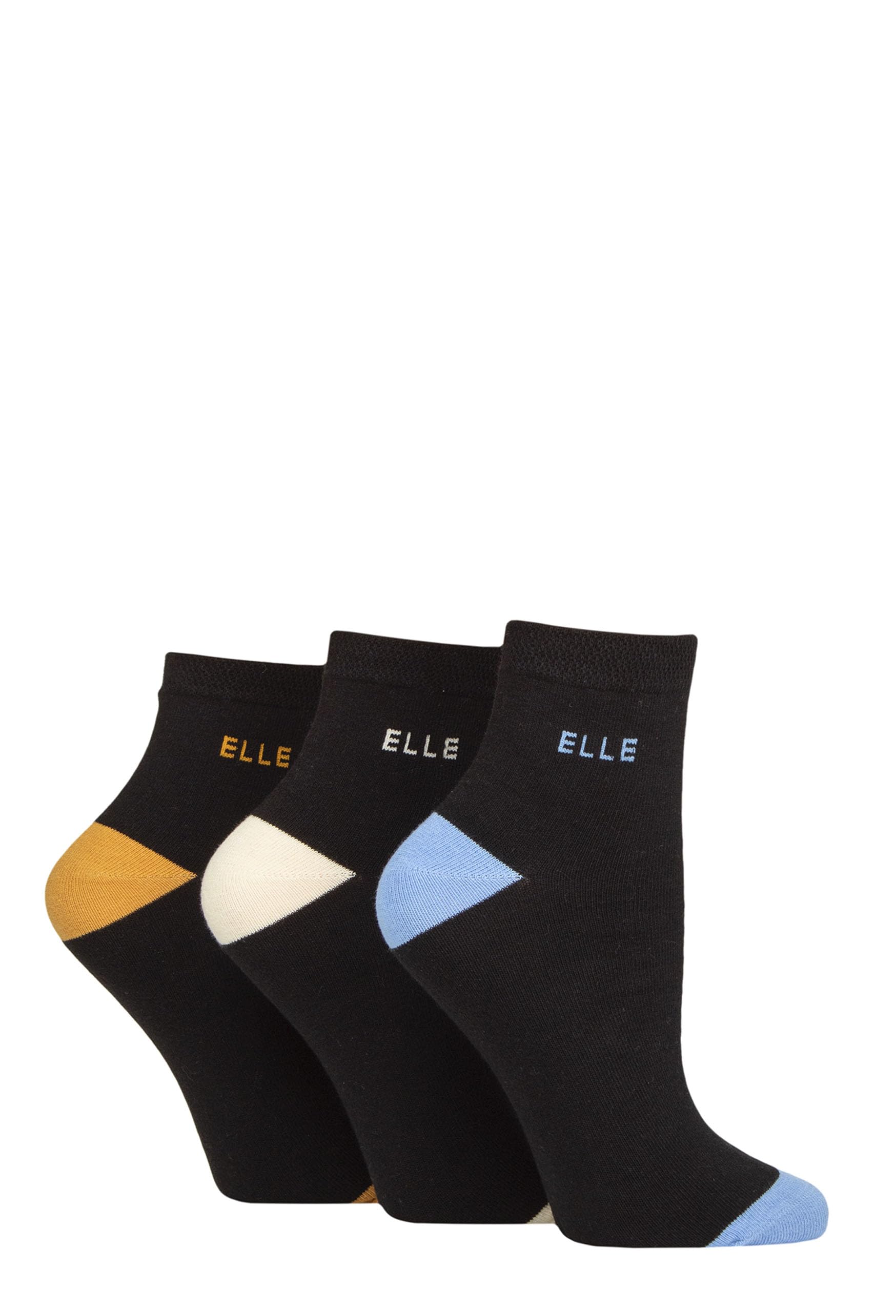 ELLE Ladies Cotton Anklet Socks - Soft, Short, Plain, Striped & Patterned with Hand Linked Toes Multipack of 3 Size 4-8 (UK, Numeric, 4, 8, Regular, Regular, Leopard Noir Contrast)