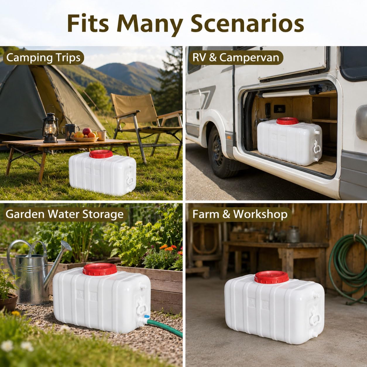 Wassertank mit Zapfhahn, Wasserbehälter aus lebensmittelechtem HDPE mit großer Öffnung und Seitengriff, für Camping, Wohnmobil, Garten und Notvorrat,60L