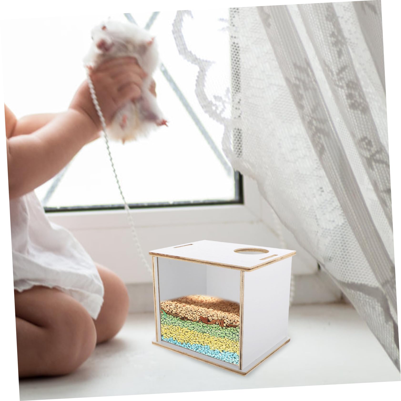 BESTonZON Holzbadewanne für Chinchilla Haushalts-sandbad als Badewanne Multifunktionales Hamsterzubehör Einfache Reinigung und Langlebig