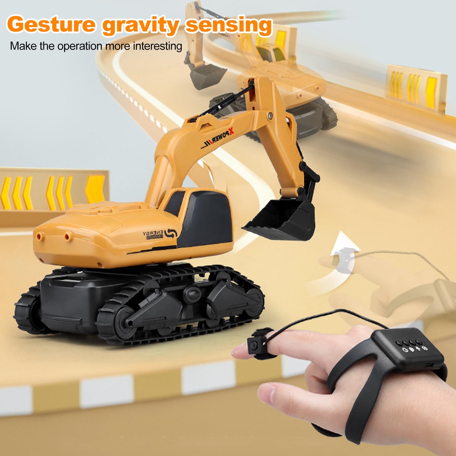 Escavatore telecomandato 2,4 GHz 1/12 Escavatore telecomandato con Funzione Braccio robotico Flessibile Tavolo di Lavoro Girevole a 360 ° Dimostrazione Automatica Programmazione