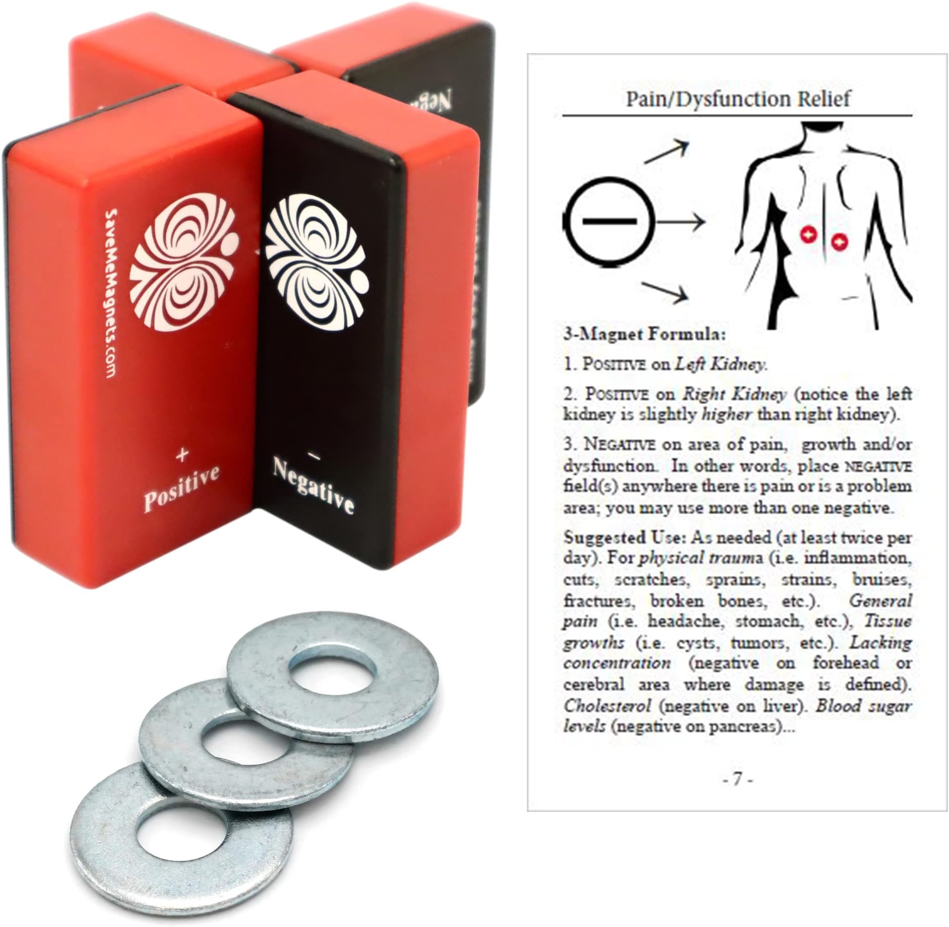 savememagnets.com Biomagnetism: Magnetic Therapy Kit - DIY Quick Start - (3 Magnets and Illustrated Instructional Booklet)