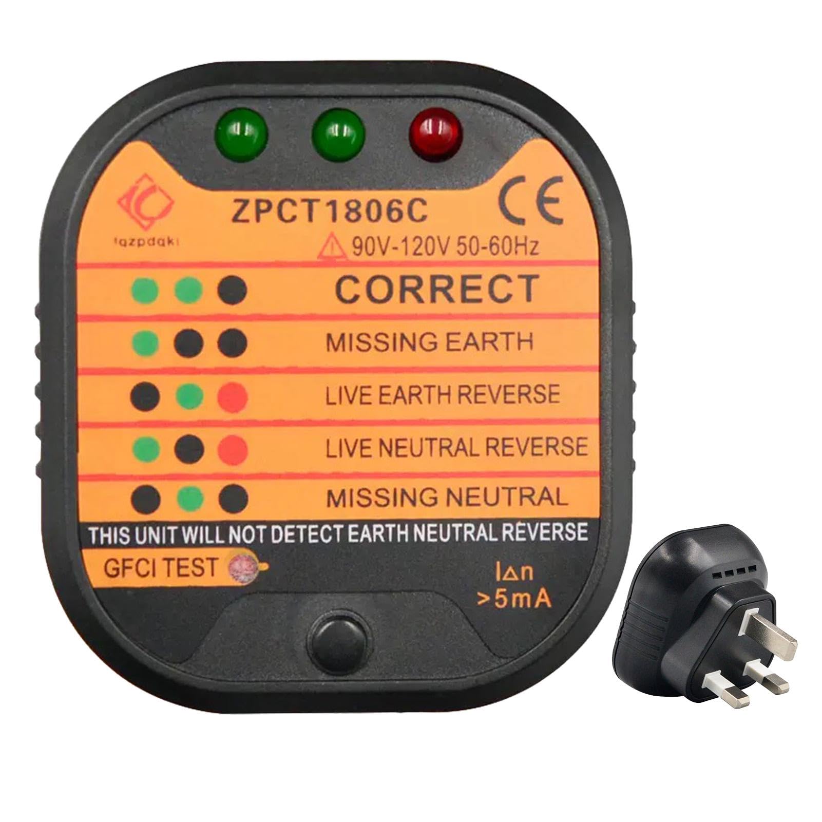 Socket Tester, Uk220-250v Mains Outlet Voltage Detector, Circuit Polarity Checker With LCD Display, Electric Wiring Safety Tool‌