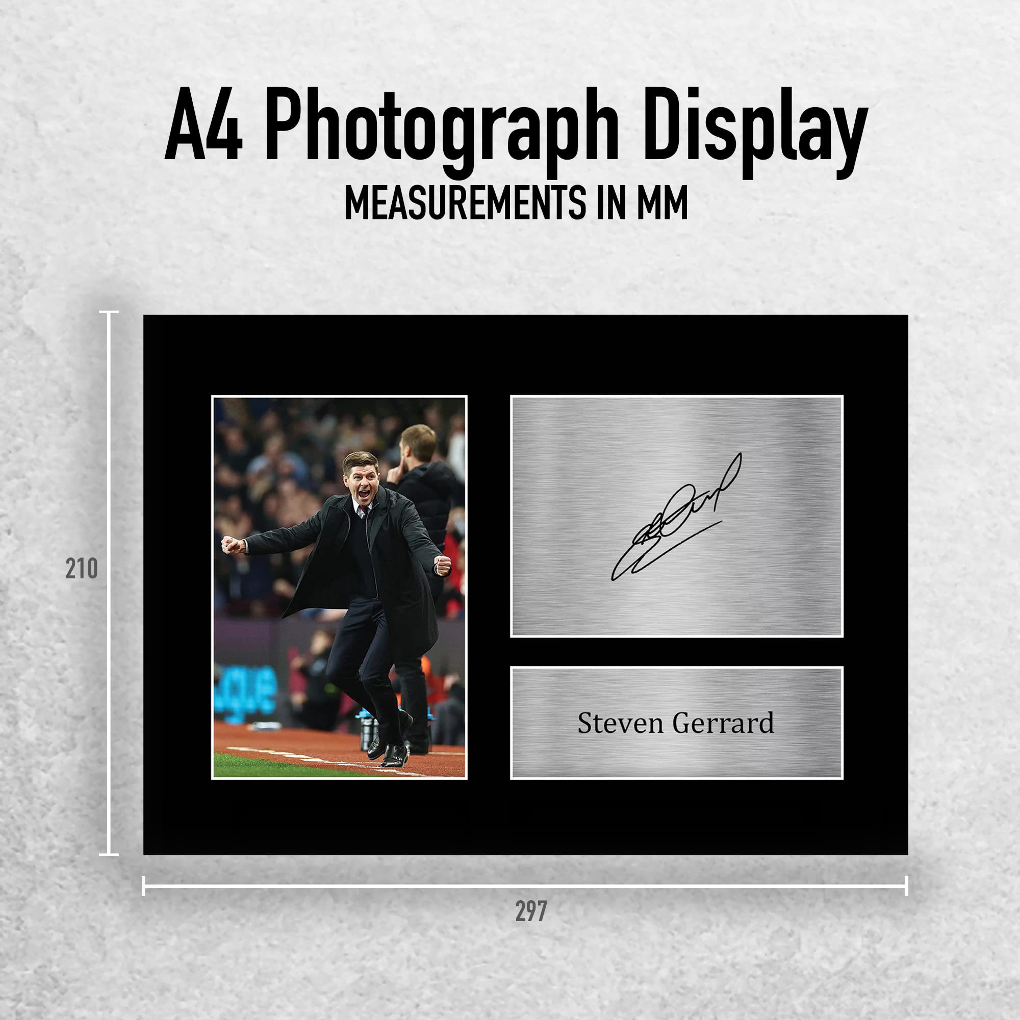 Foto Con Autografo Stampato Di Steven Gerrard – Aston Villa | Cornice A4 Pronta Da Regalare - 3