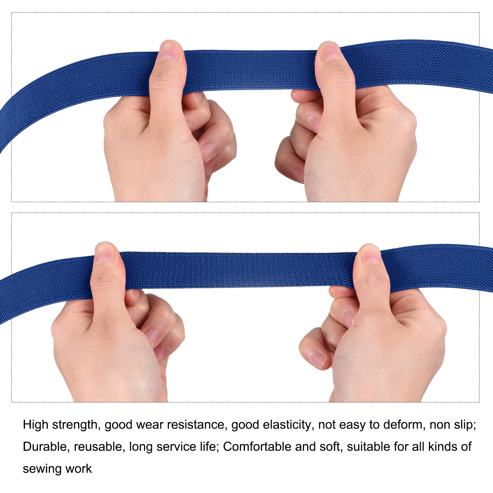 Fascia Elastica Per Cucito 5 Cm X 3 Iarde - Blu Navy, Alta Elasticità Per Abbigliamento E Parrucche - Foto 8