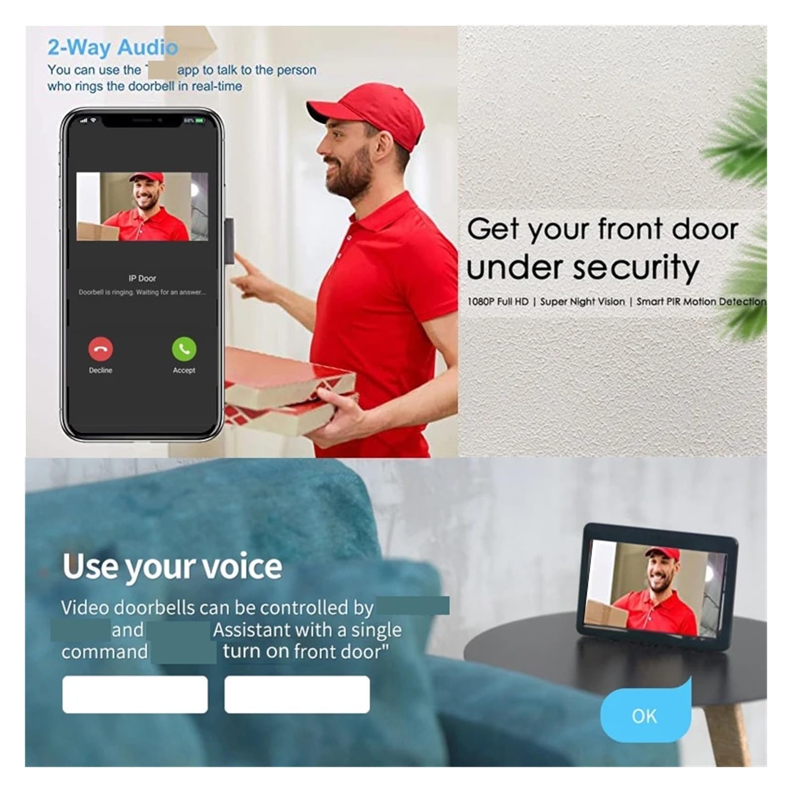 Caméra de Sonnette sans Fil WiFi Intelligente
