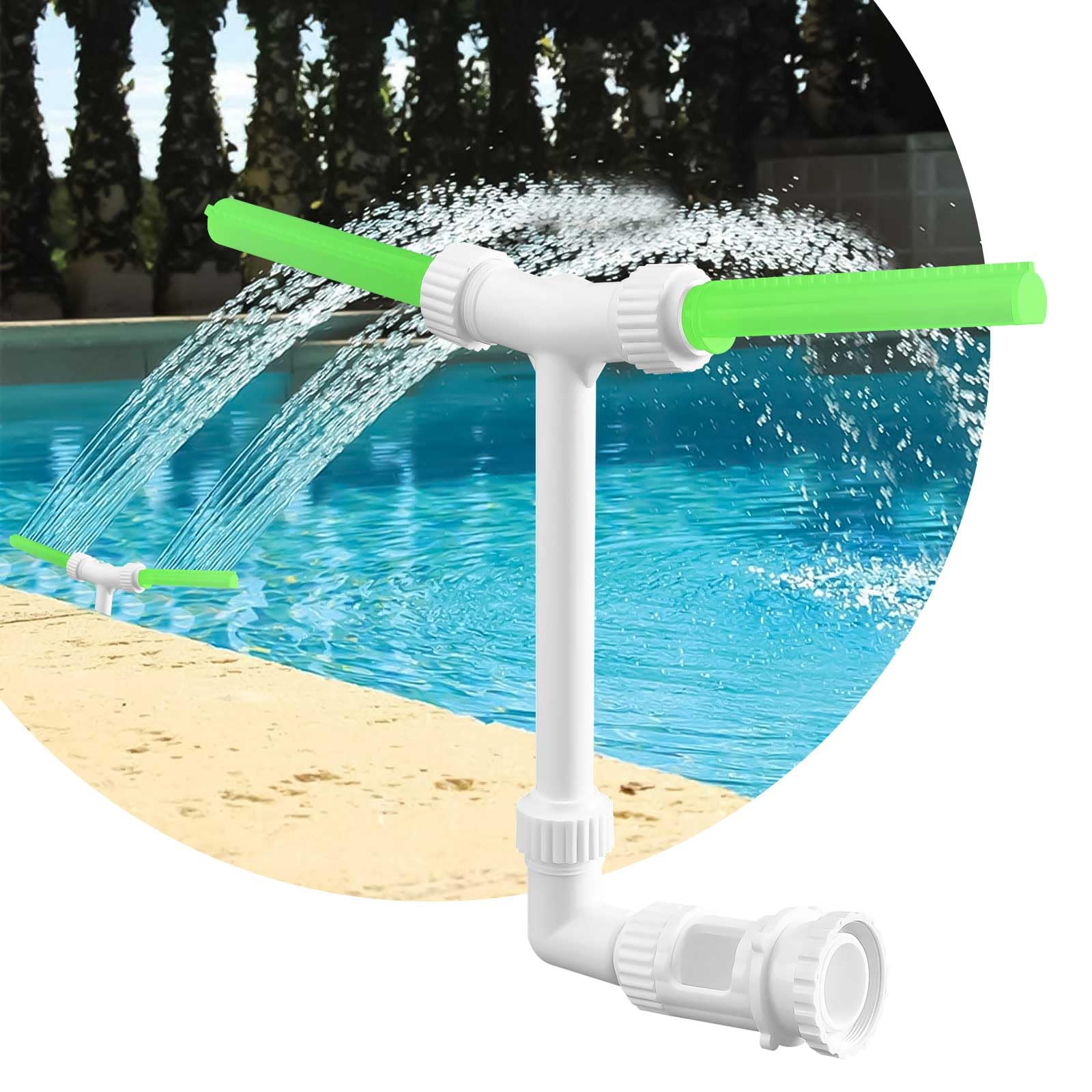 Fontaine de Piscine a Double Pulvérisation, Fontaine à Cascade Réglable 360°, Fontaine de Piscine en Cascade, pour Piscine Hors Sol/Souterraine avec Adaptateur pour Jardin Extérieur