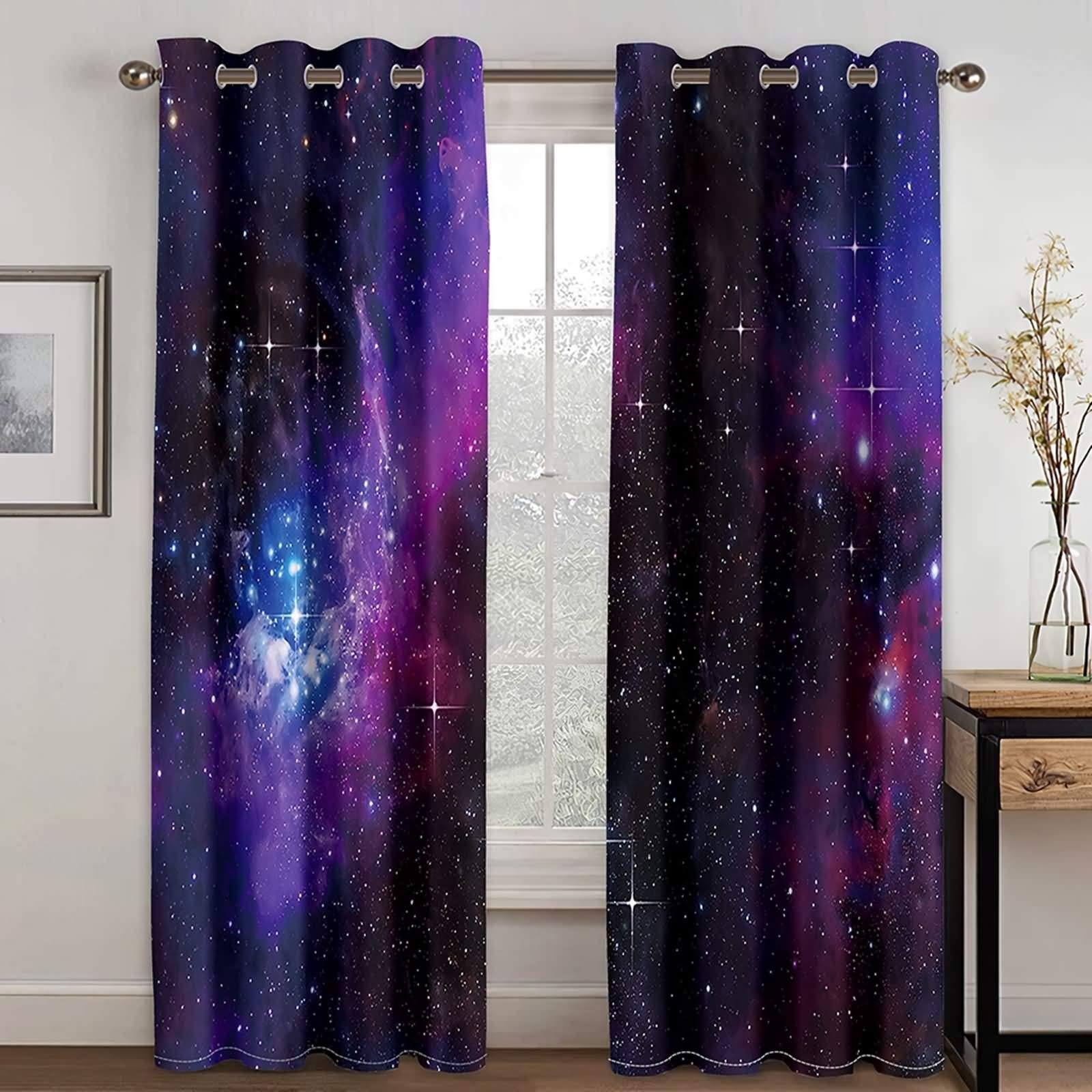 Rideau de Fenêtre Ciel Étoilé Violet KnSam pour une Chambre Enfant Cosy