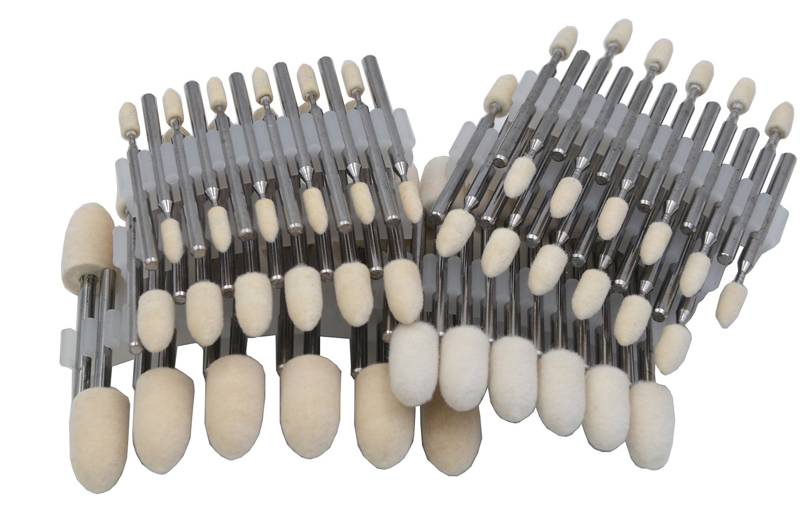 Wokesi Pack of 72,3 4 5 6 8 10mm Buff Diameter,3mmShank,Mandrel Mounted Wool Felt Finishing Polishing Bullet Buffing Wheels Fit for Polishing Dremel Rotary Tools (3/4/5/6/8/10mm 72pcs)