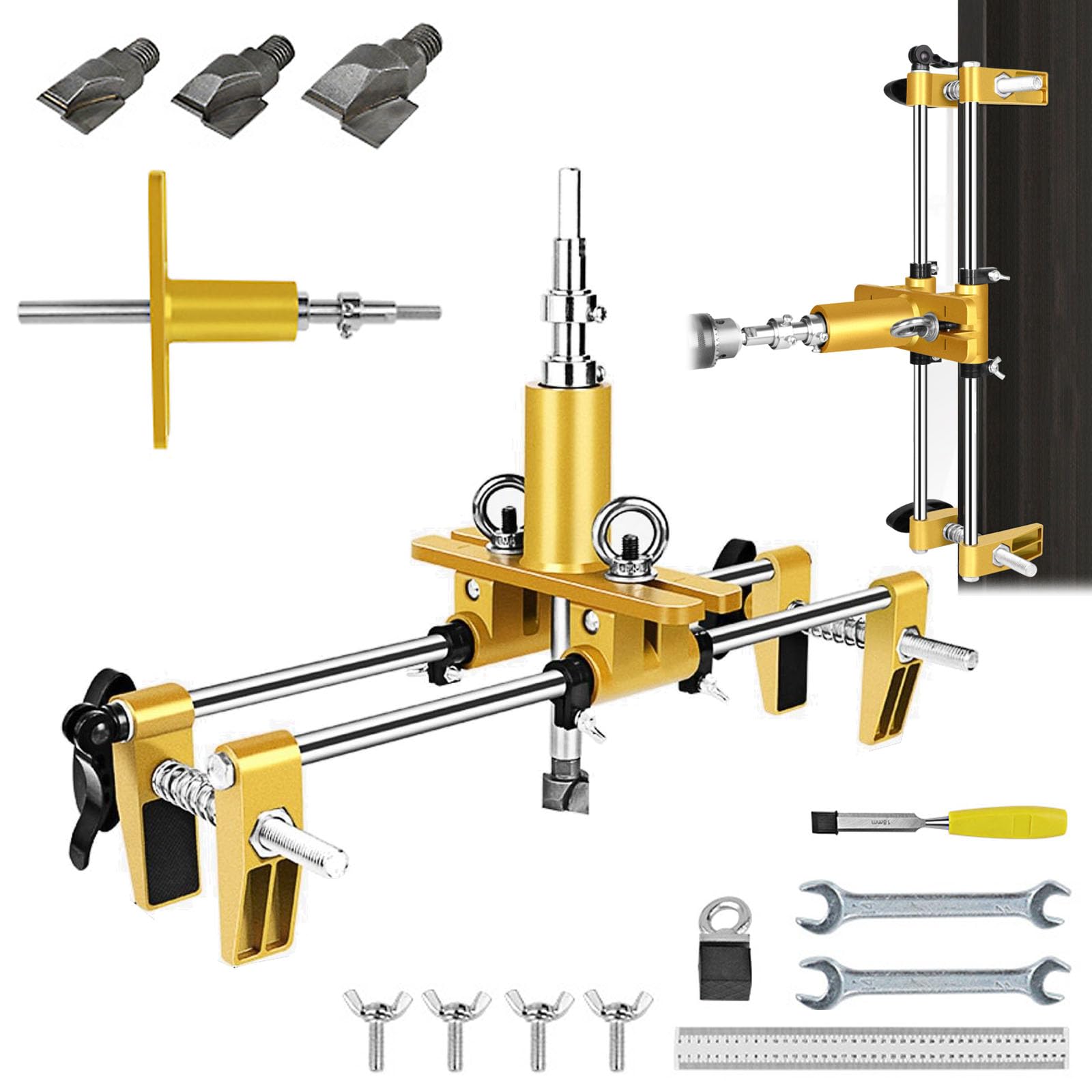 Kit per Mortasatura Serratura Porta, Sega a Tazza per Serratura Porta Apriscatole per Serratura Porta con 3 Frese in Acciaio al Tungsteno Dima per Mortasatura da 18 22 24mm per Installazione Porta