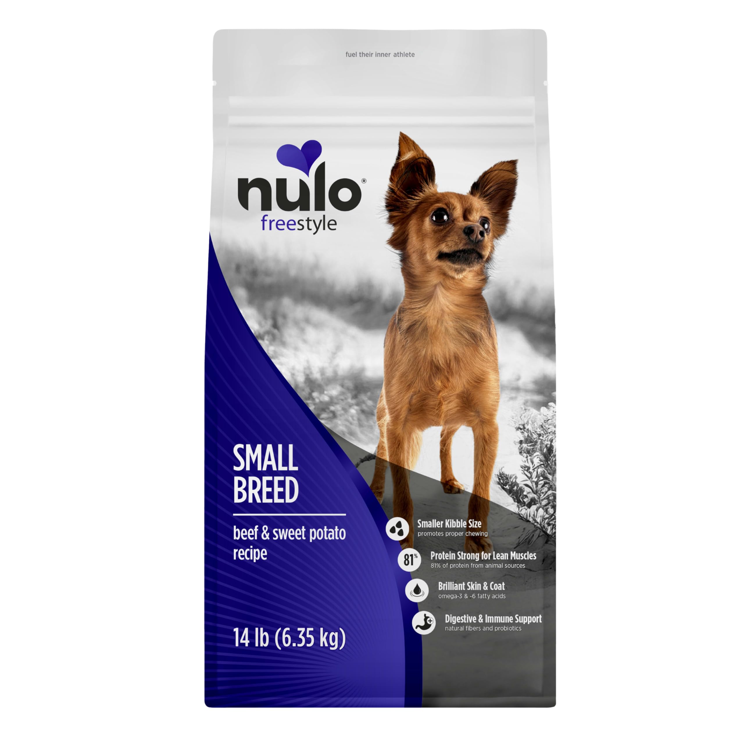 Nulo Freestyle Small Breed Dog Food Dry - Beef & Sweet Potato, Puppy & Adult Grain Free Dog Food, Natural, High Protein, Smaller Sized Kibble with