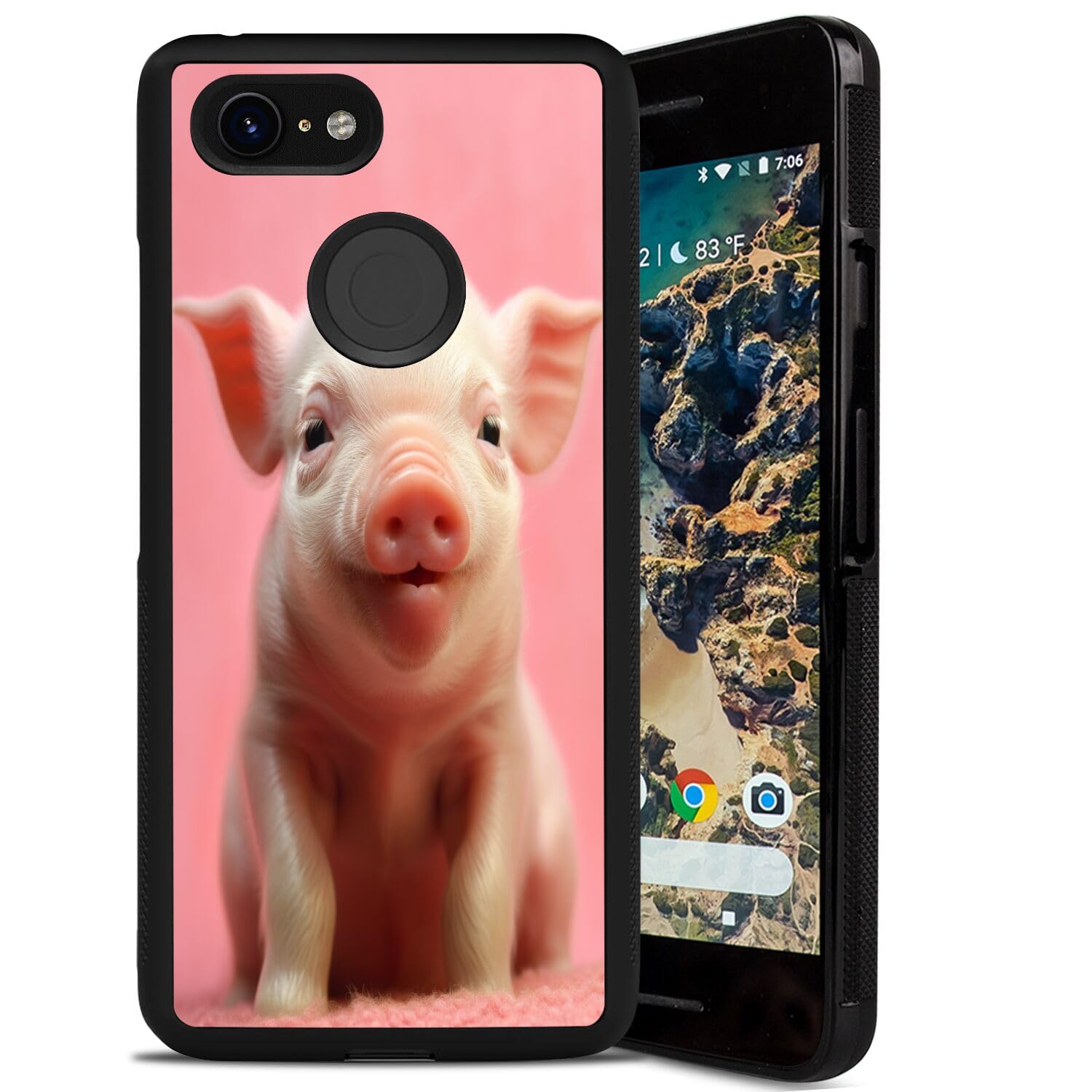 Elgzigok Black TPU Case Fits Google Pixel 3a with Pig-aa27 Pattern Design Black Soft TPU Slim Fit Anti Scratched Protection Cover Case for Google Pixel 3a