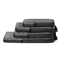 Amazon Essentials Cubi Organizer da Viaggio Ultraleggeri con Zip e Compressione, Confezione da 4, Grigio