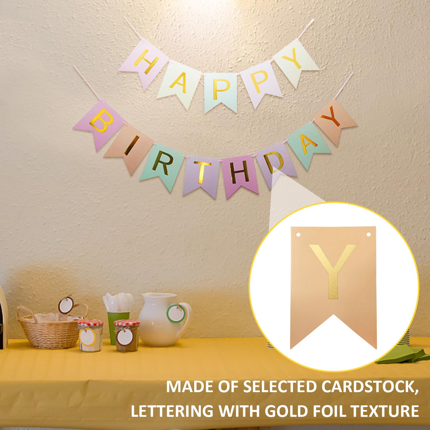 1 stuk Happy Birthday-banner met 12 stuks macaron-ballonnen